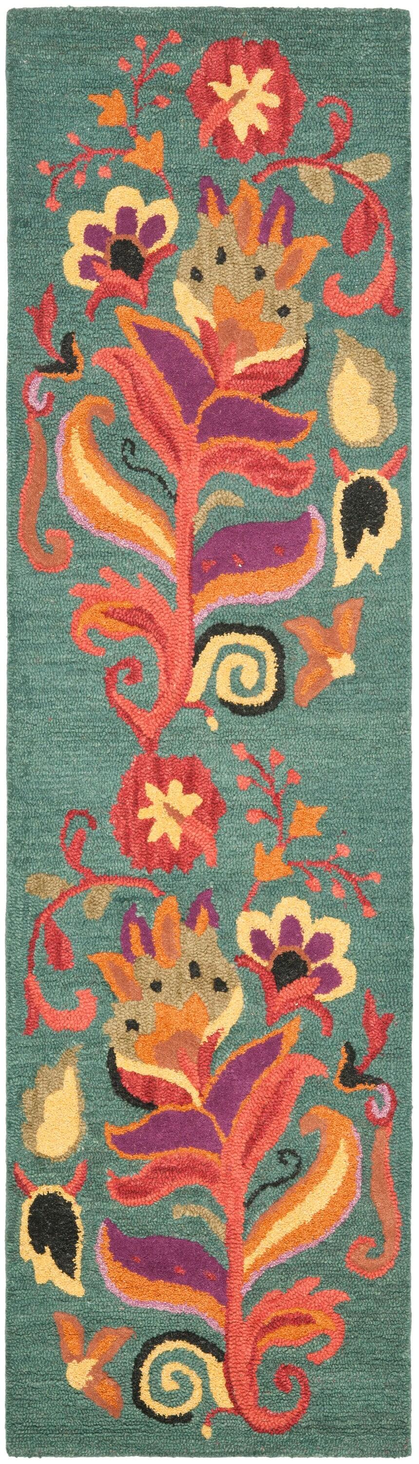 Blossom BLM679 Hand Hooked Runner Rug - Blue/Multi - 2'3"x8' - Safavieh.