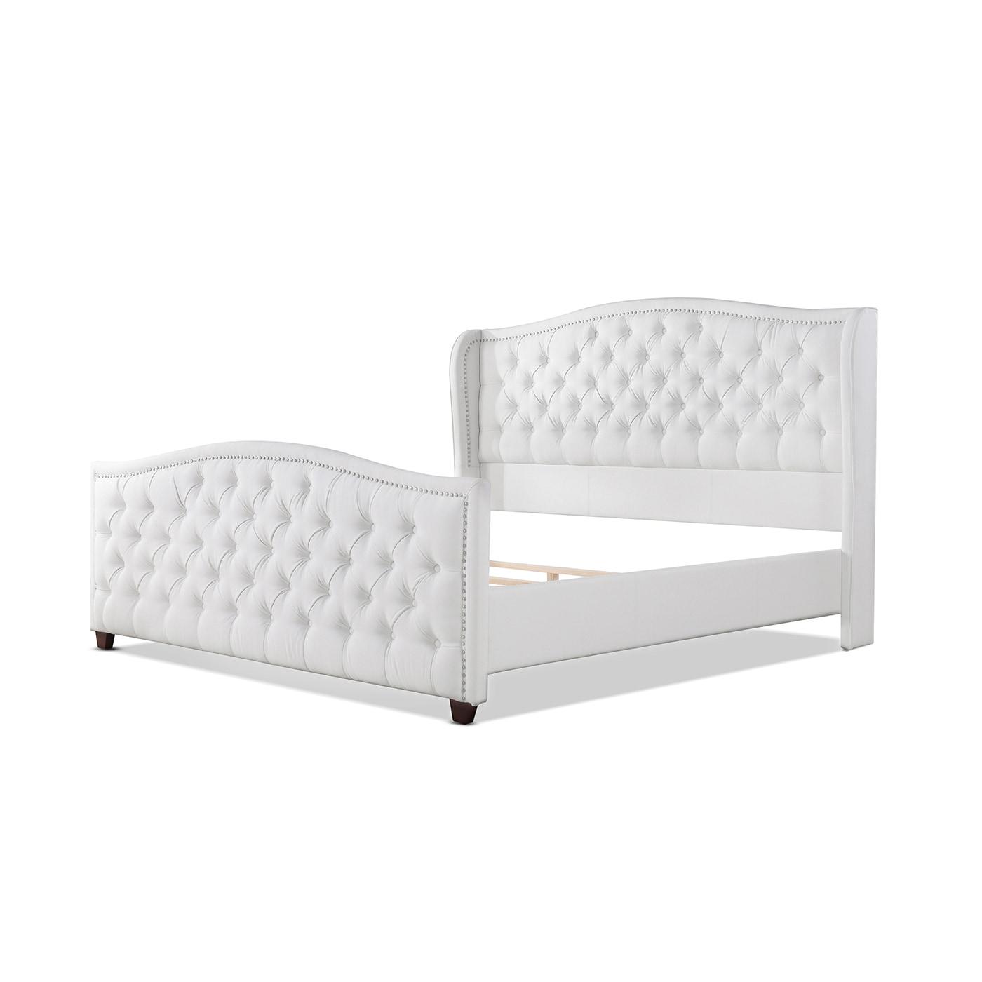 Marcella Tufted Wingback King Bed Bright White
