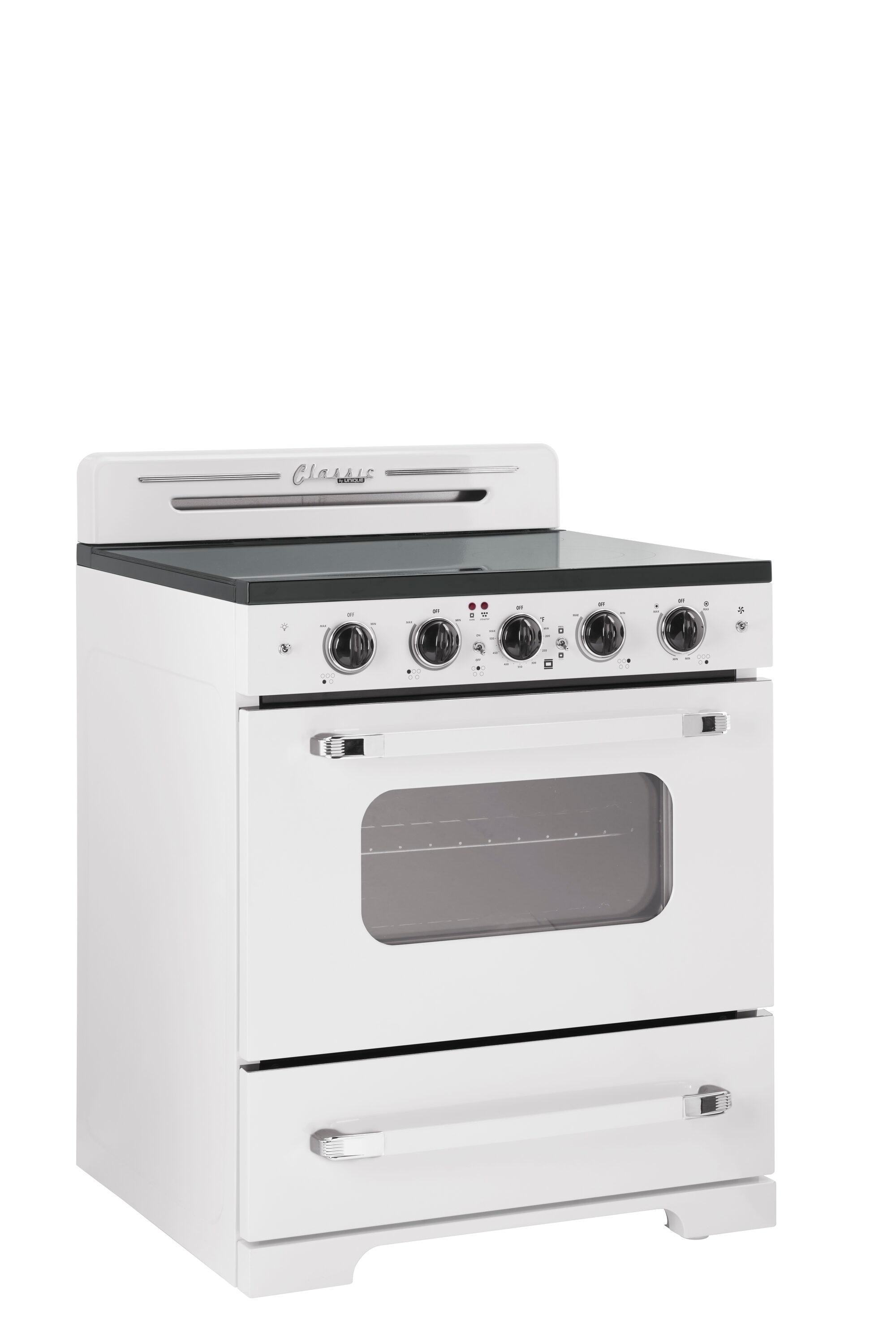 Unique Appliances Classic Retro 30" 5 Element 3.9 cu. ft. Freestanding Electric Glass Top Range with Convection Oven UGP-30CR EC W