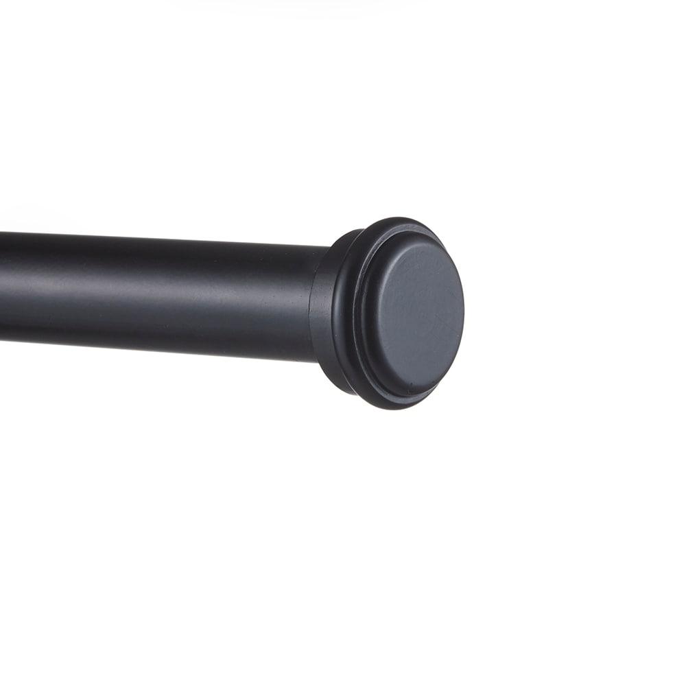 EXCLUSIVE HOME Topper 1" Curtain Rod and Coordinating Finial Set, Matte Black, Adjustable 66"-120"