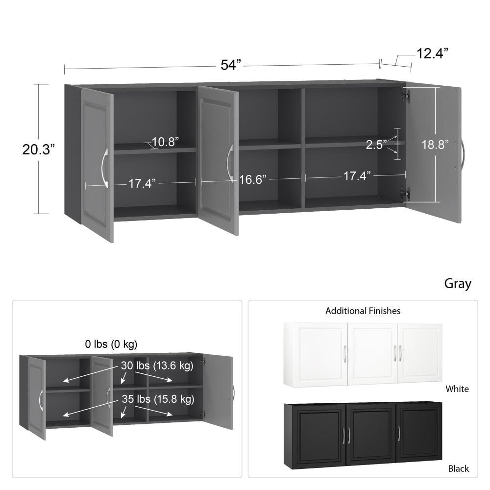 Kendall 54" Wall Cabinet, Graphite Gray/Light Gray