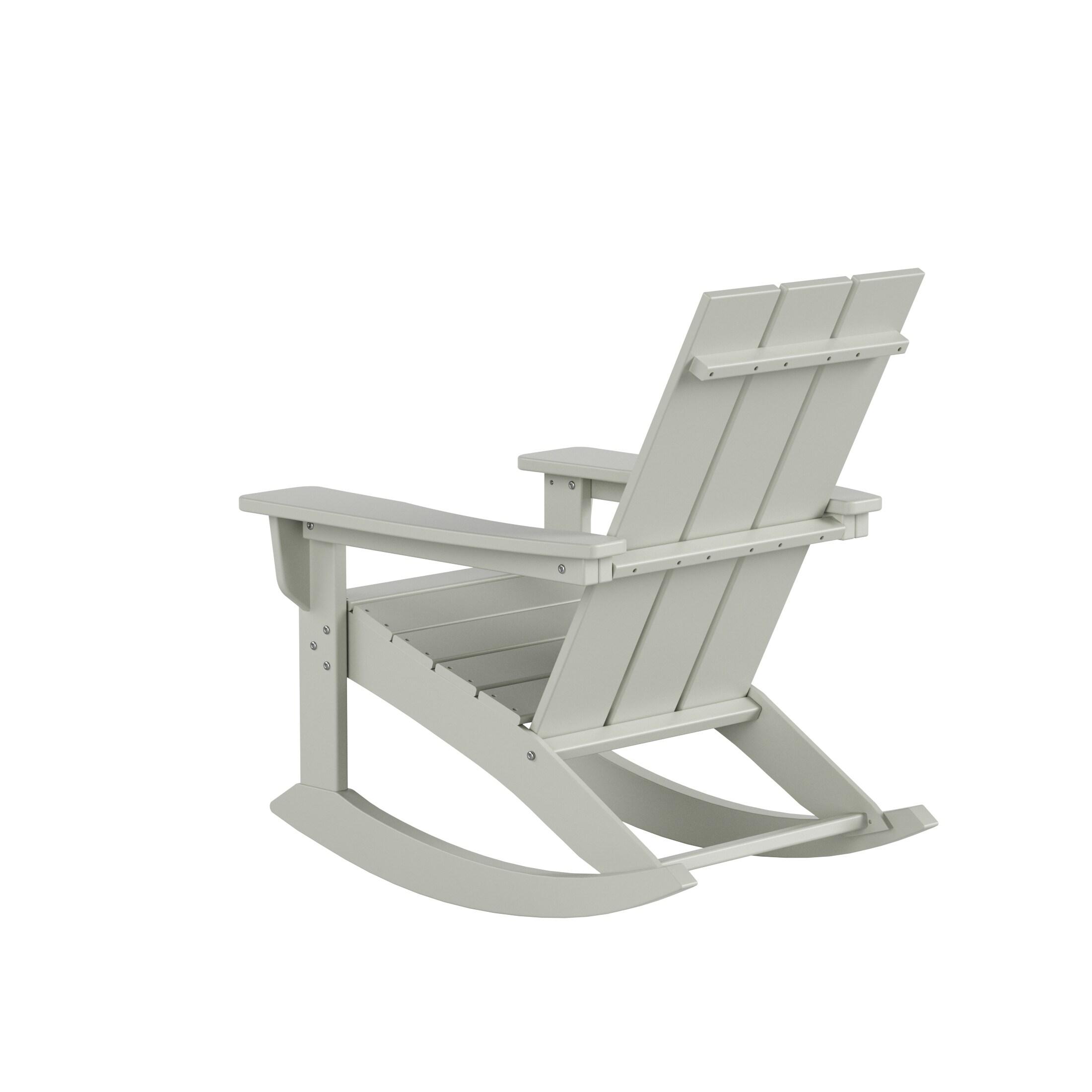Polytrends  Shoreside Modern Eco-Friendly All Weather Poly Adirondack Rocking Chair Sand