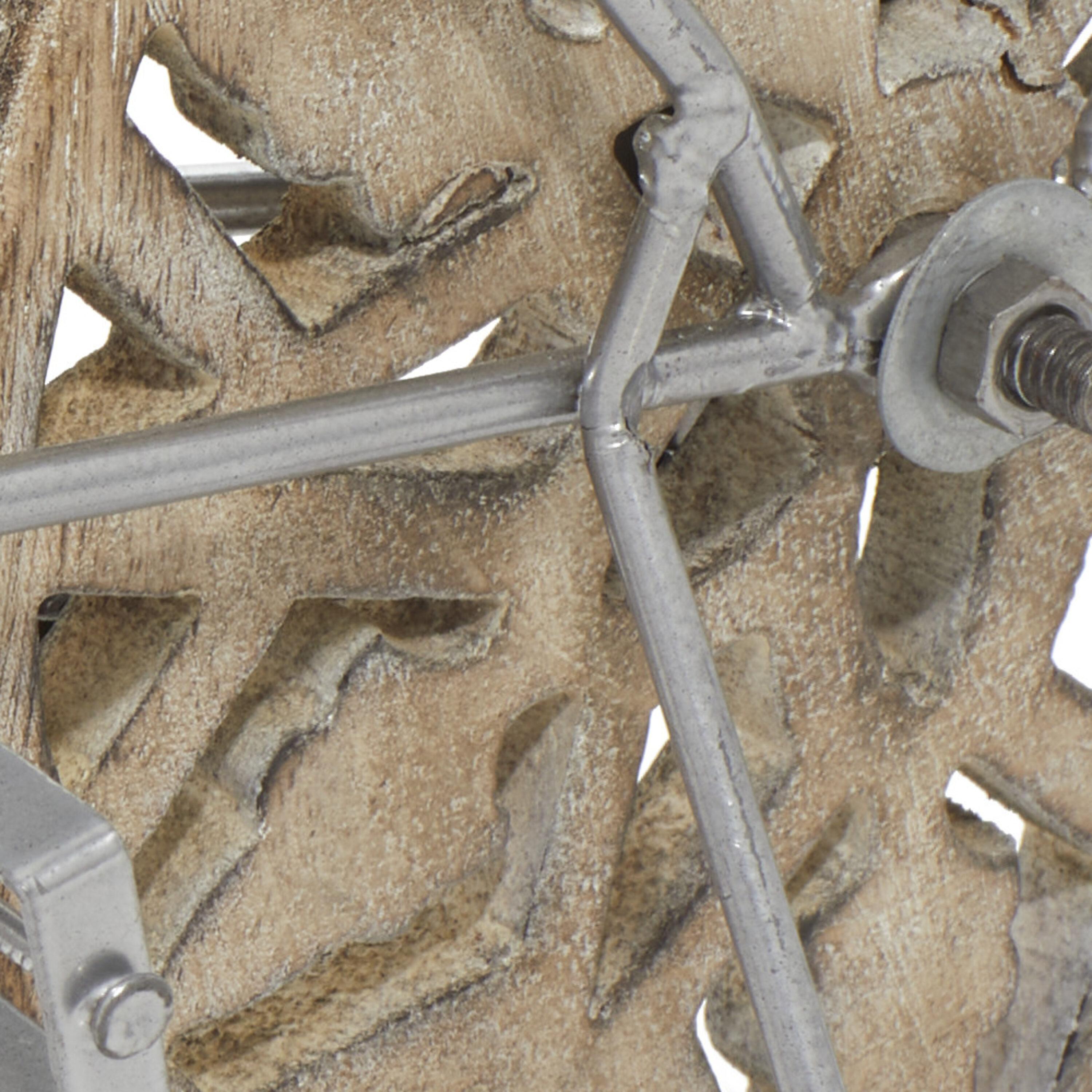 19" x 12" Brown Metal Bike Sculpture with Carved Wood Wheels, by DecMode