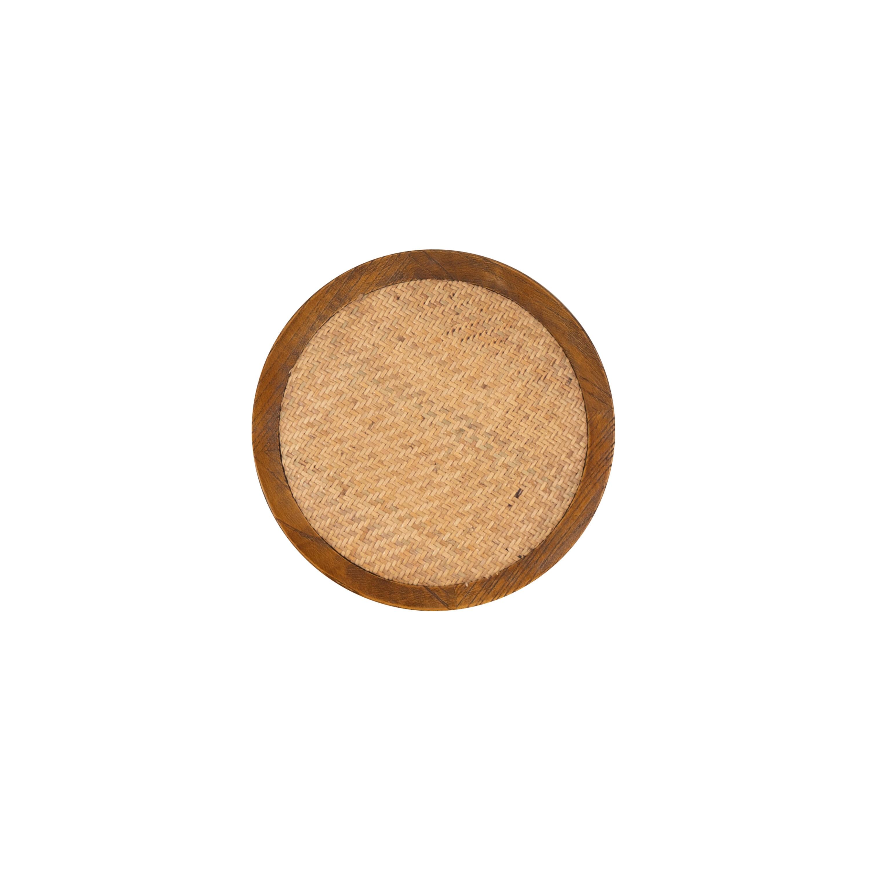 Dovecove Fredericksburg Round Rattan Seat Counter Stool with Solid Wood Frame