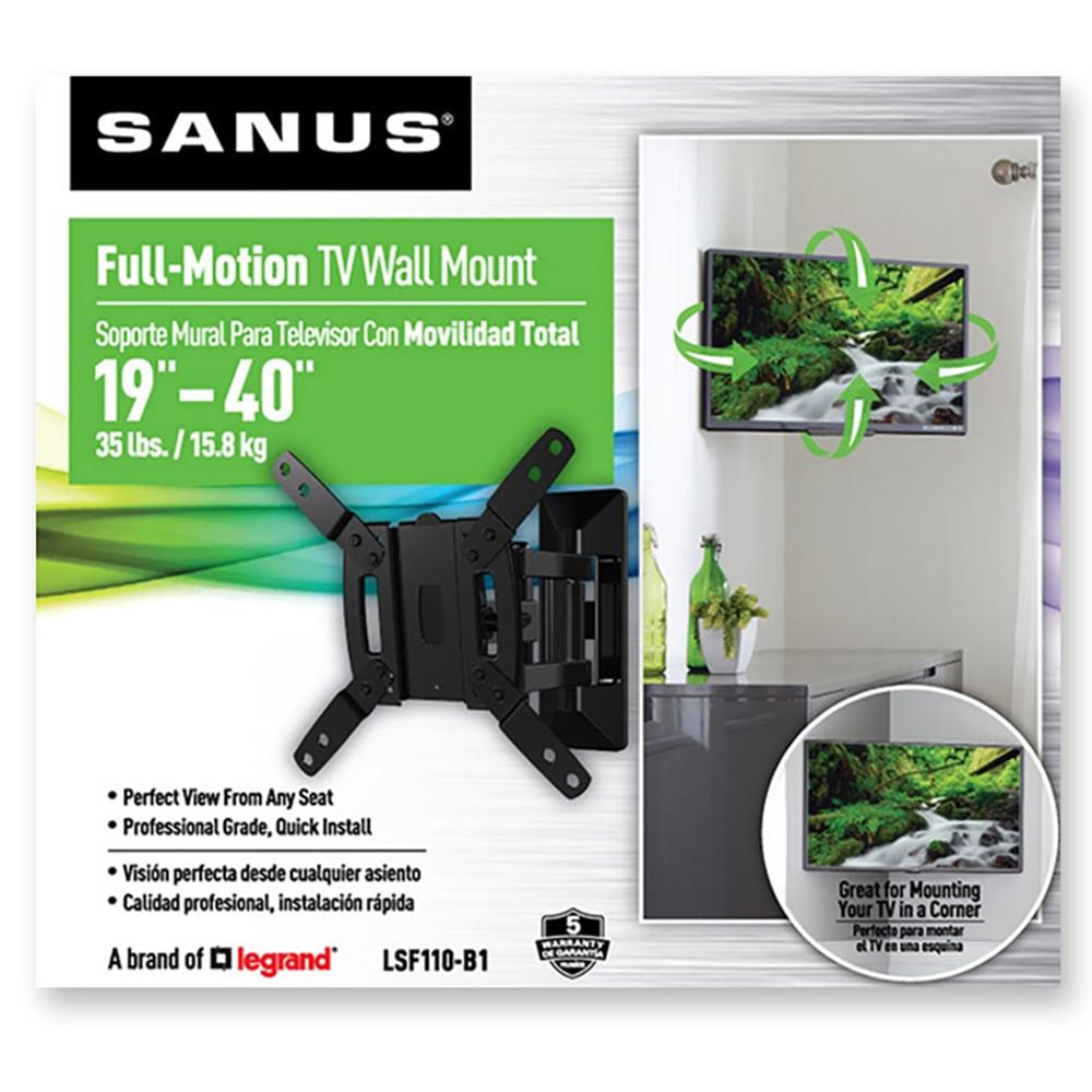 SANUS Full Motion TV Mount - Single Stud 19 to 40 inch TV Wall Mount Tilts, Extends & Swivels - Easy DIY Install Includes All Hardware & Post Install Leveling - Great for Corners