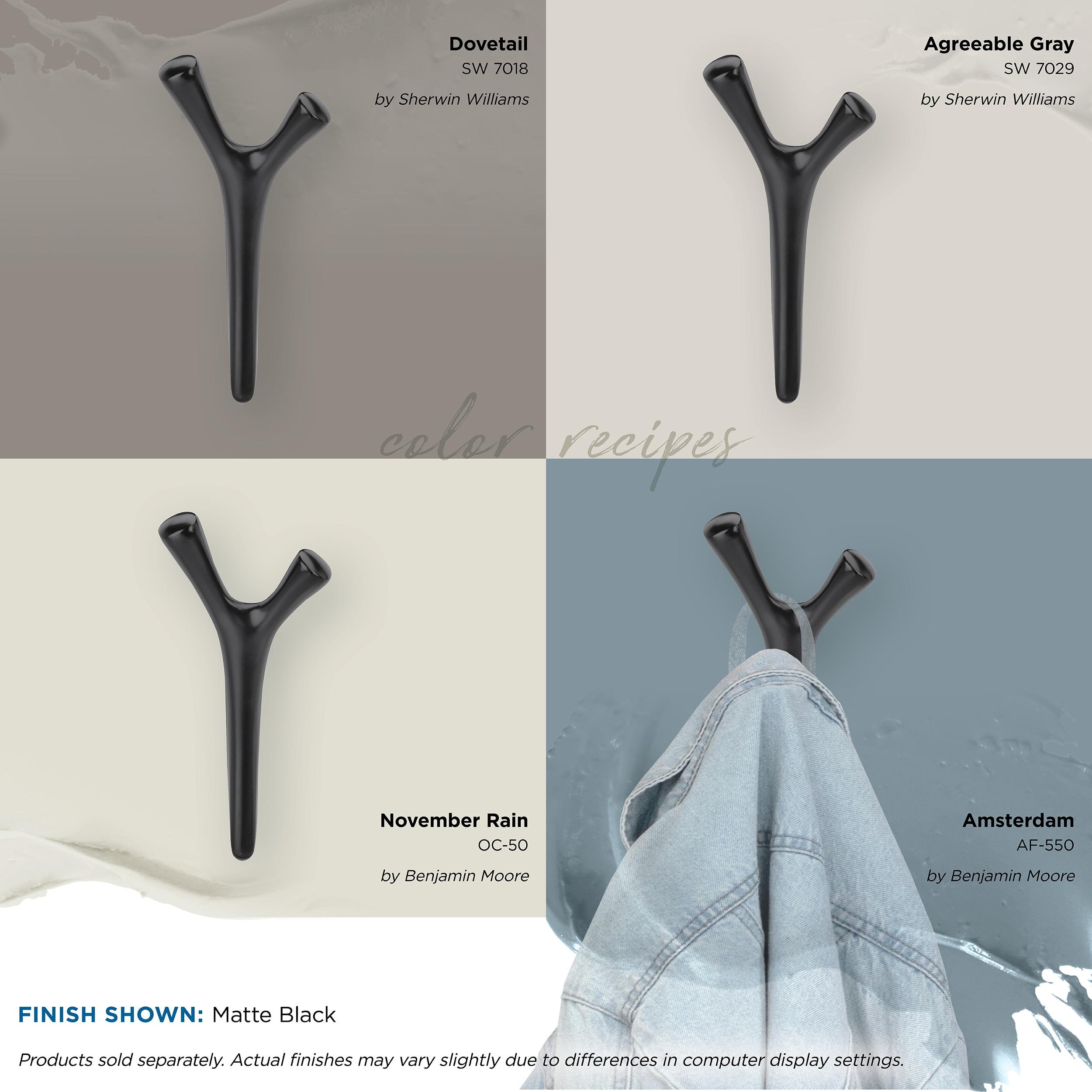 Amerock Kodiak Contemporary Double Prong Matte Black Wall Hook