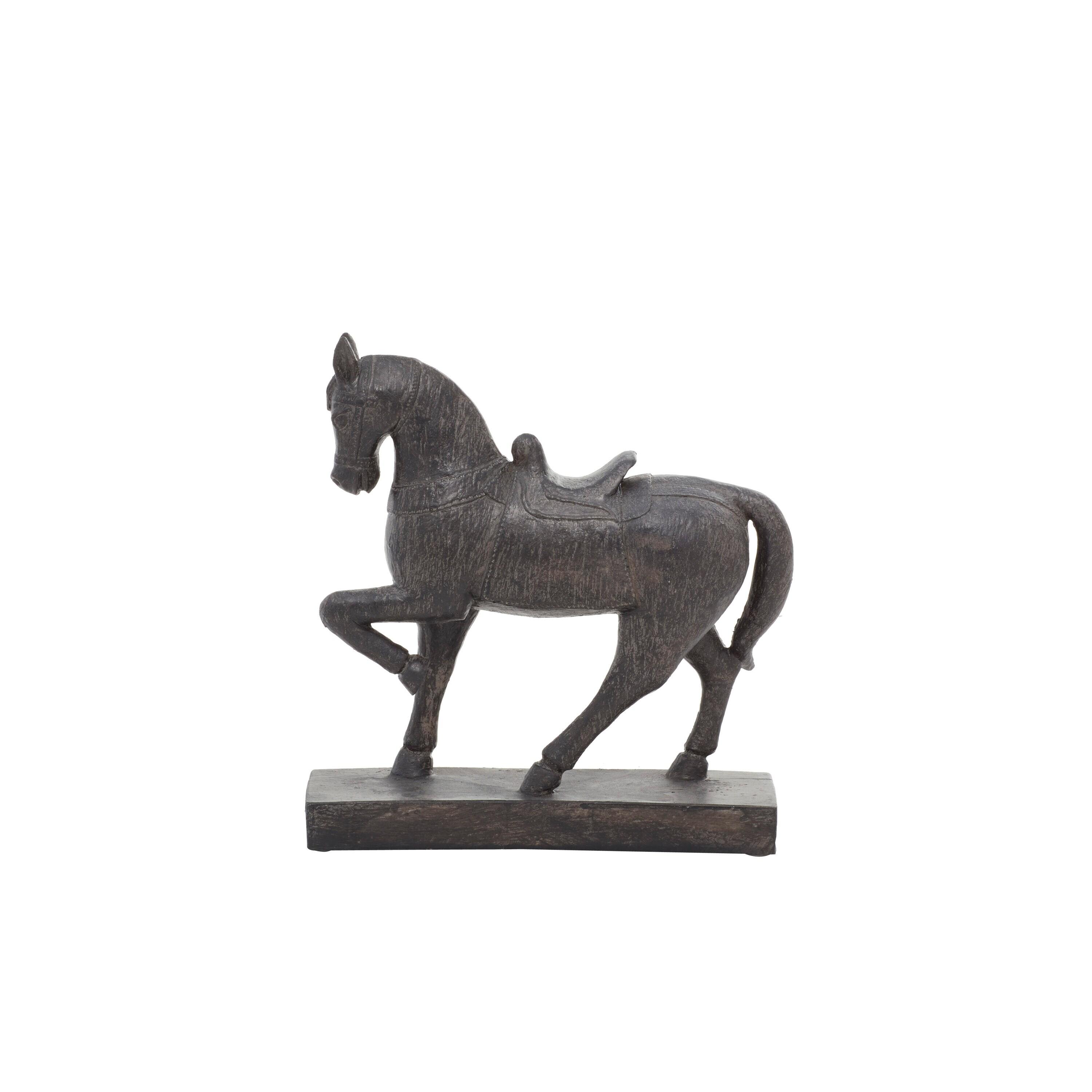 9" x 9" Brown Polystone Horse Sculpture, by DecMode