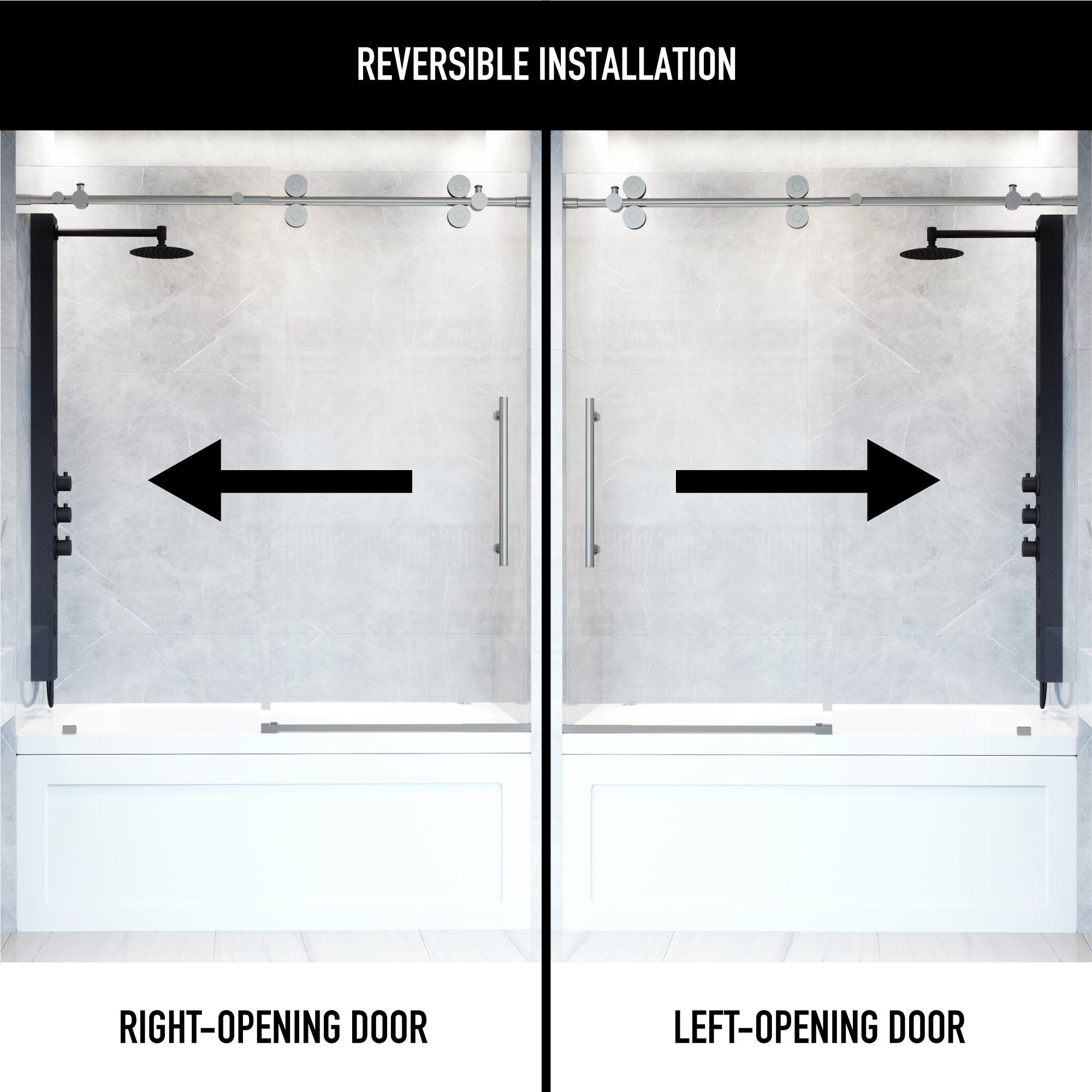 Elan 56-60" W x 66" H Sliding Frameless Tub Door with 3/8" Laminated Glass