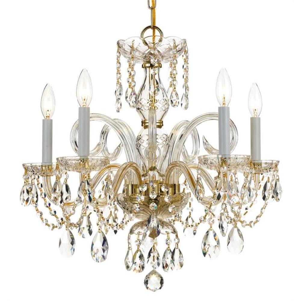 Polished Brass Mini Crystal Candle Chandelier