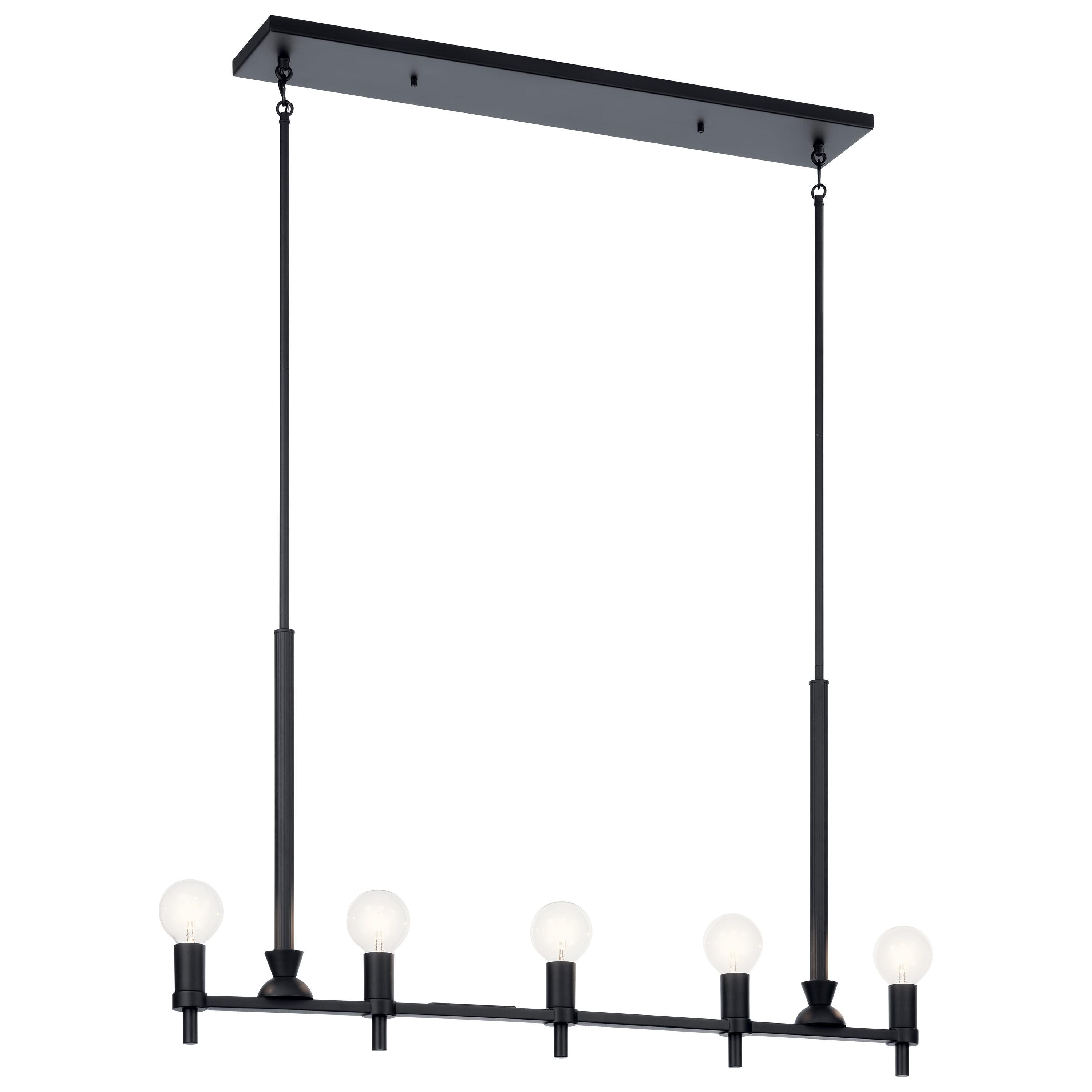 Torvee 42" Black 5-Light Linear Chandelier