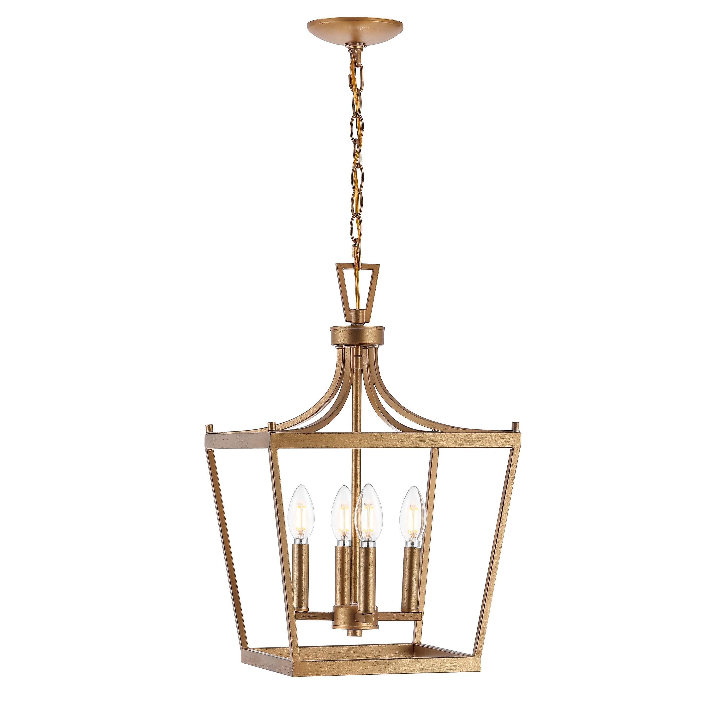 SAFAVIEH Nichi 4 Light Industrial Pendant, Gold Painted