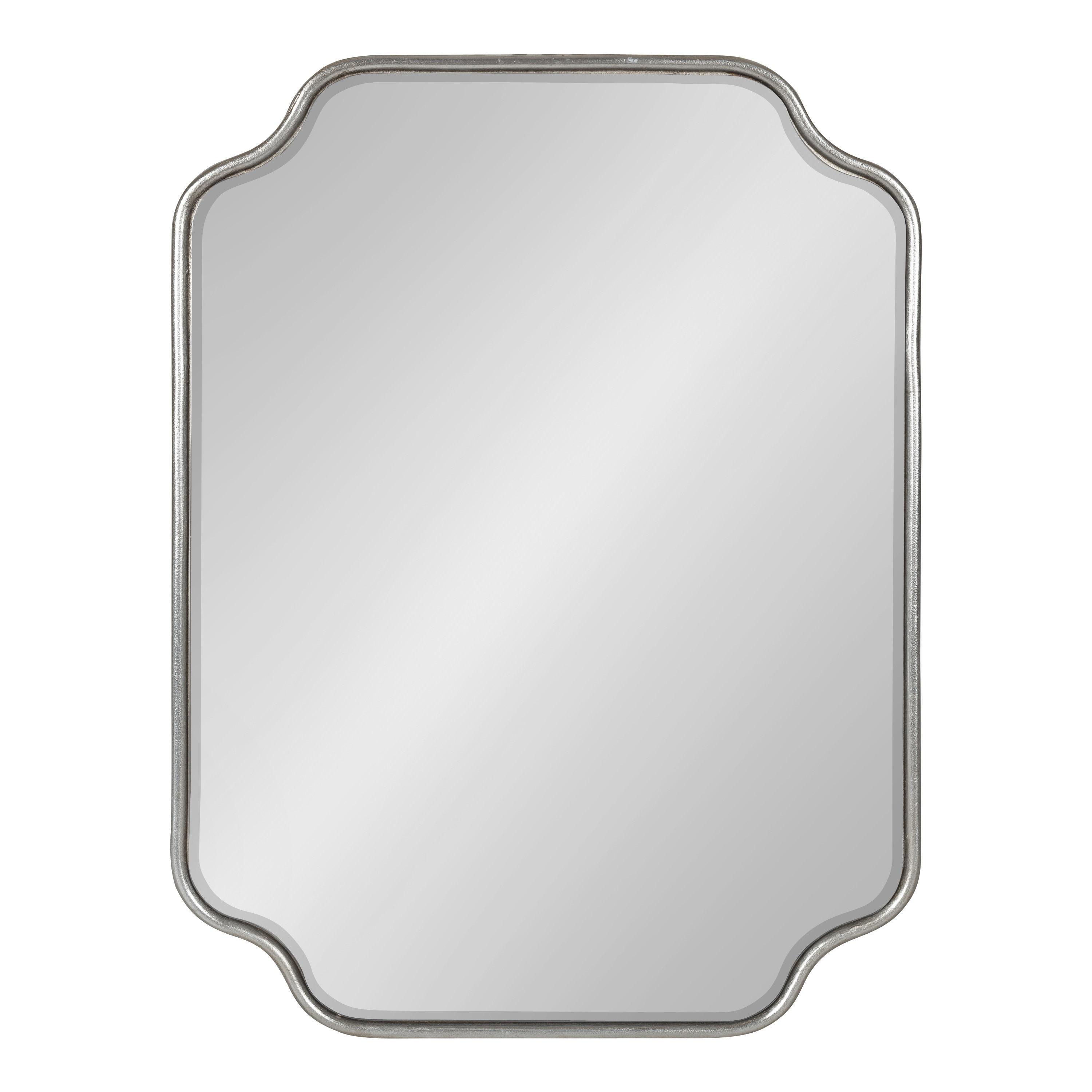 Kate and Laurel Plumley Glam Scalloped Wall Mirror, 18 x 24, Silver, Transitional Mirror Wall Decor