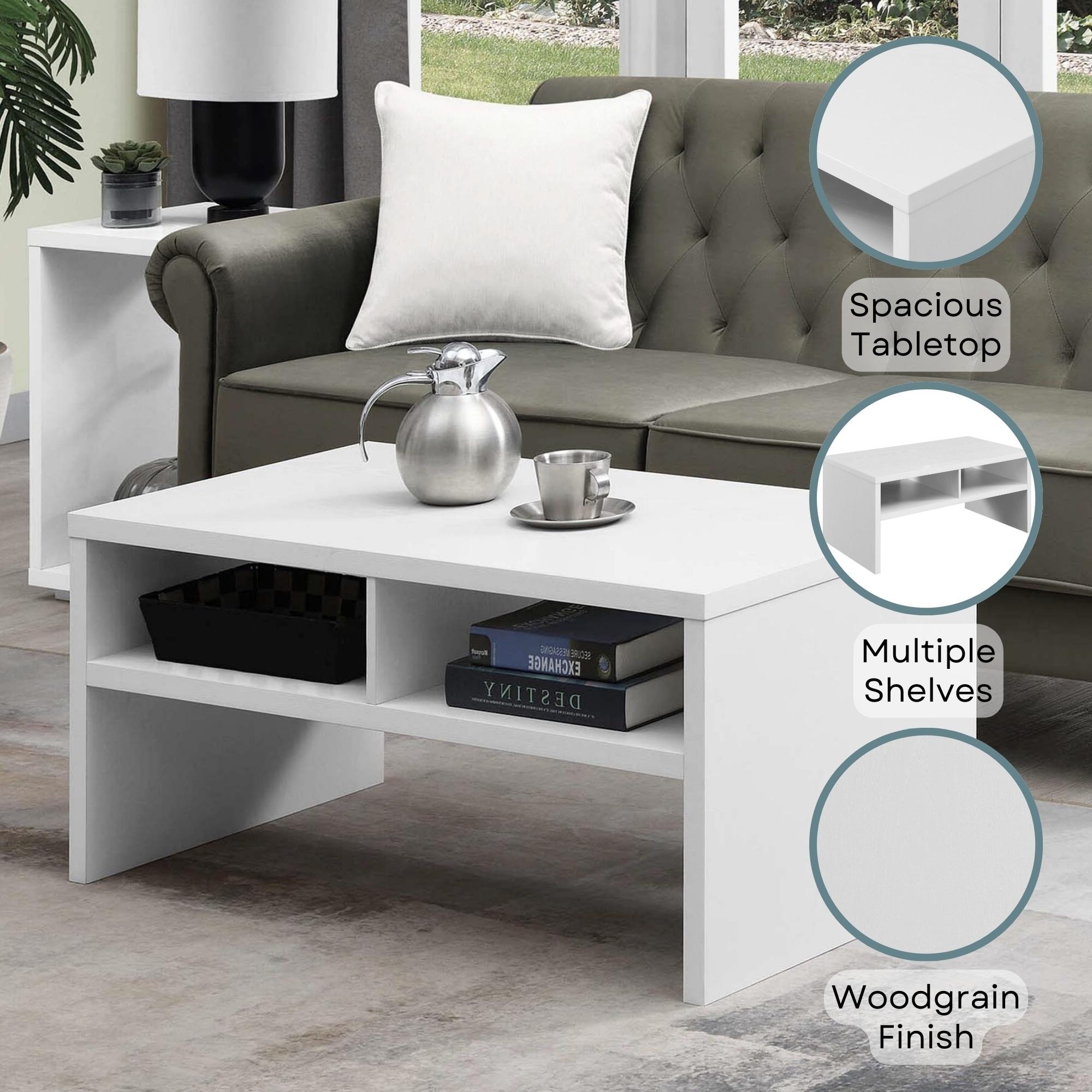 Convenience Concepts Northfield Admiral Deluxe Coffee Table with Shelves, Multiple Finishes