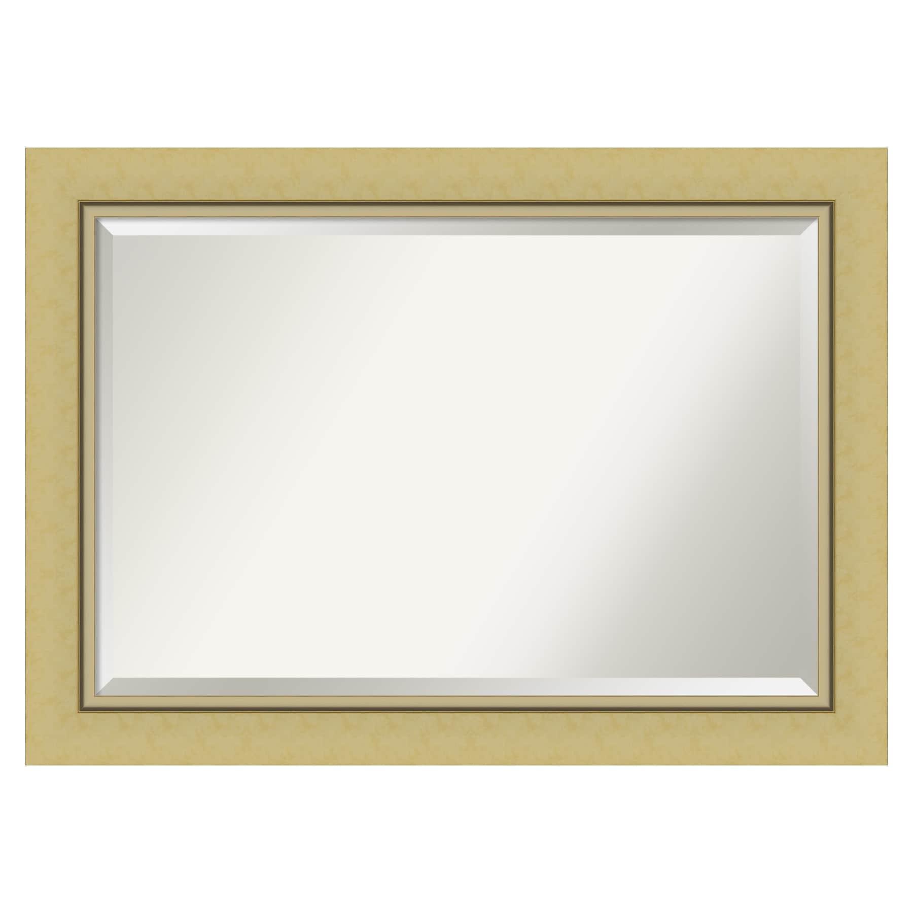 Amanti Art Landon 42.25-in x 30.25-in Framed Rectangle Bathroom Vanity Mirror ( Glossy Gold )