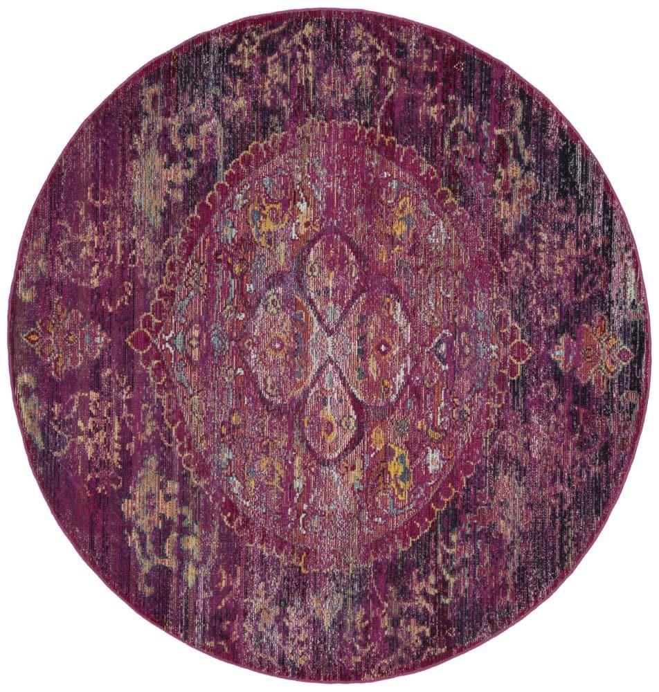 Crystal CRS512 Power Loomed Area Rug - Fuchsia/Purple - 7' Round - Safavieh.