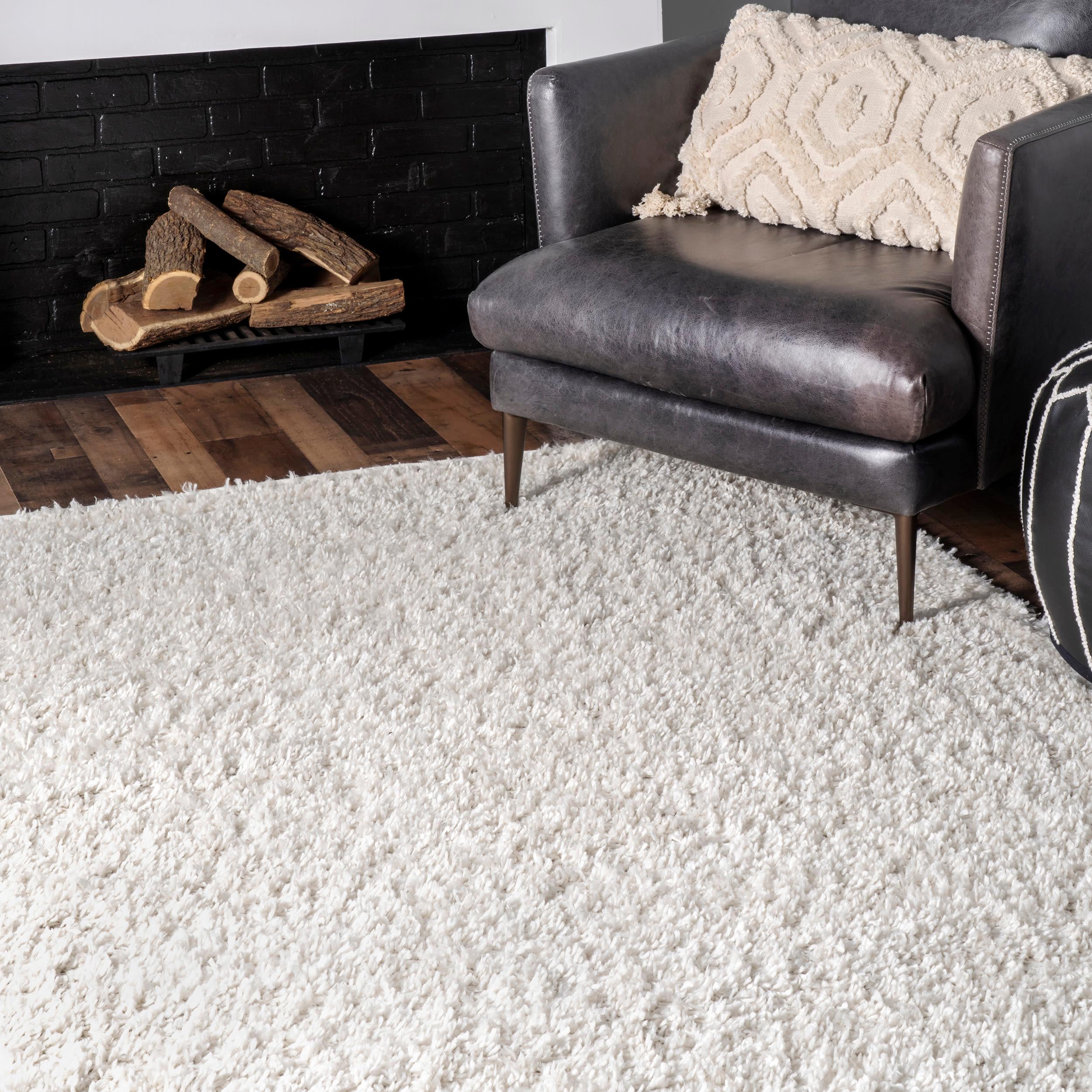 Nuloom Kara Solid 4x6 Shag Indoor Area Rug for Living Room Bedroom Dining Room Nursery, Ivory