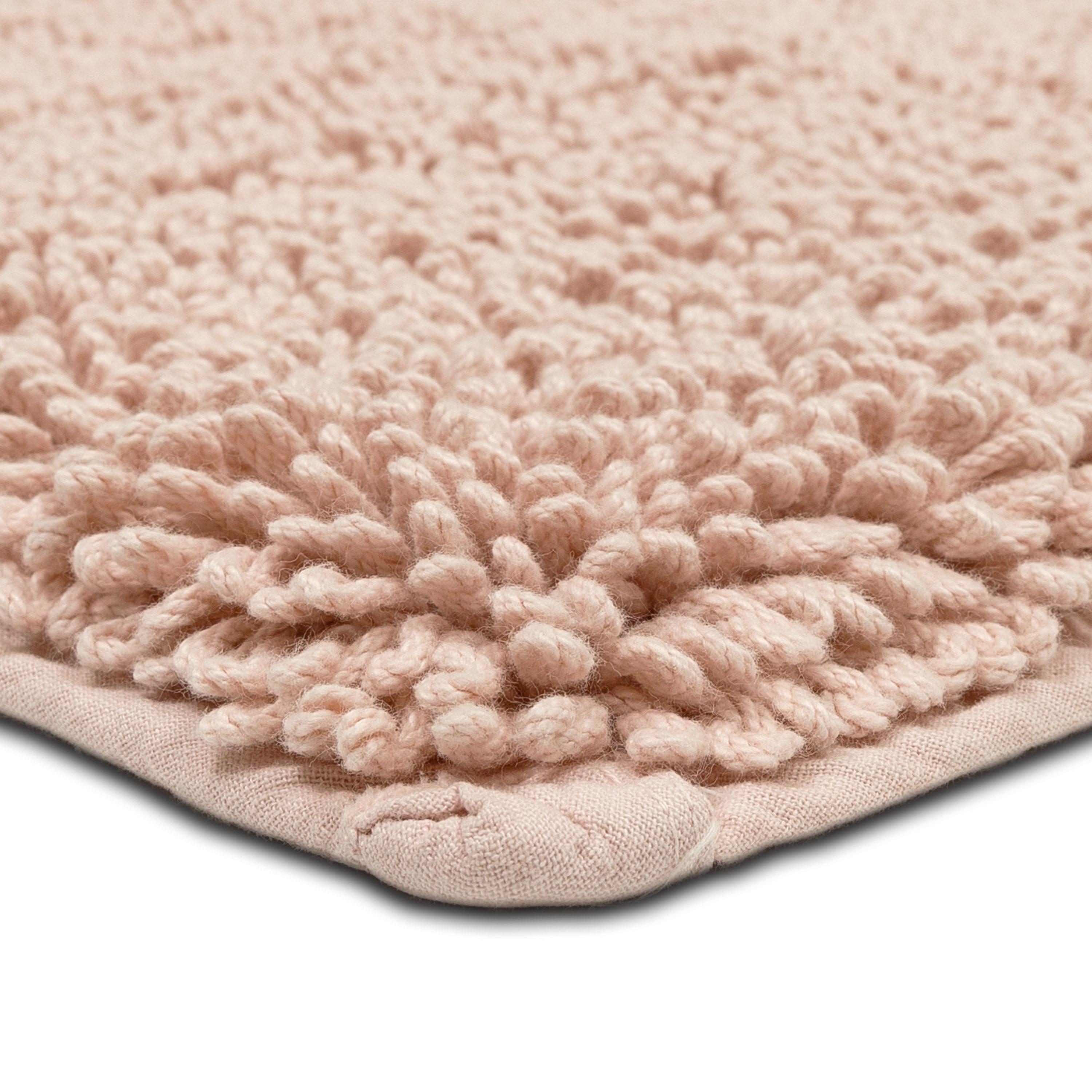 Blush Cotton Bath Rug with Latex Backing, 45" x 27"