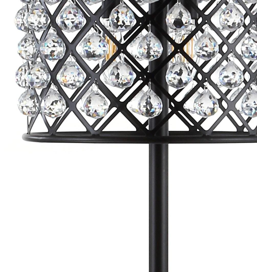 JONATHAN Y JYL9000B Elizabeth 60" Crystal/Metal LED Floor Lamp, Contemporary, Modern, Transitional, Elegant, Office, Living Room, Family Room, Dining Room, Bedroom, Hallway, Foyer, Bronze/Clear