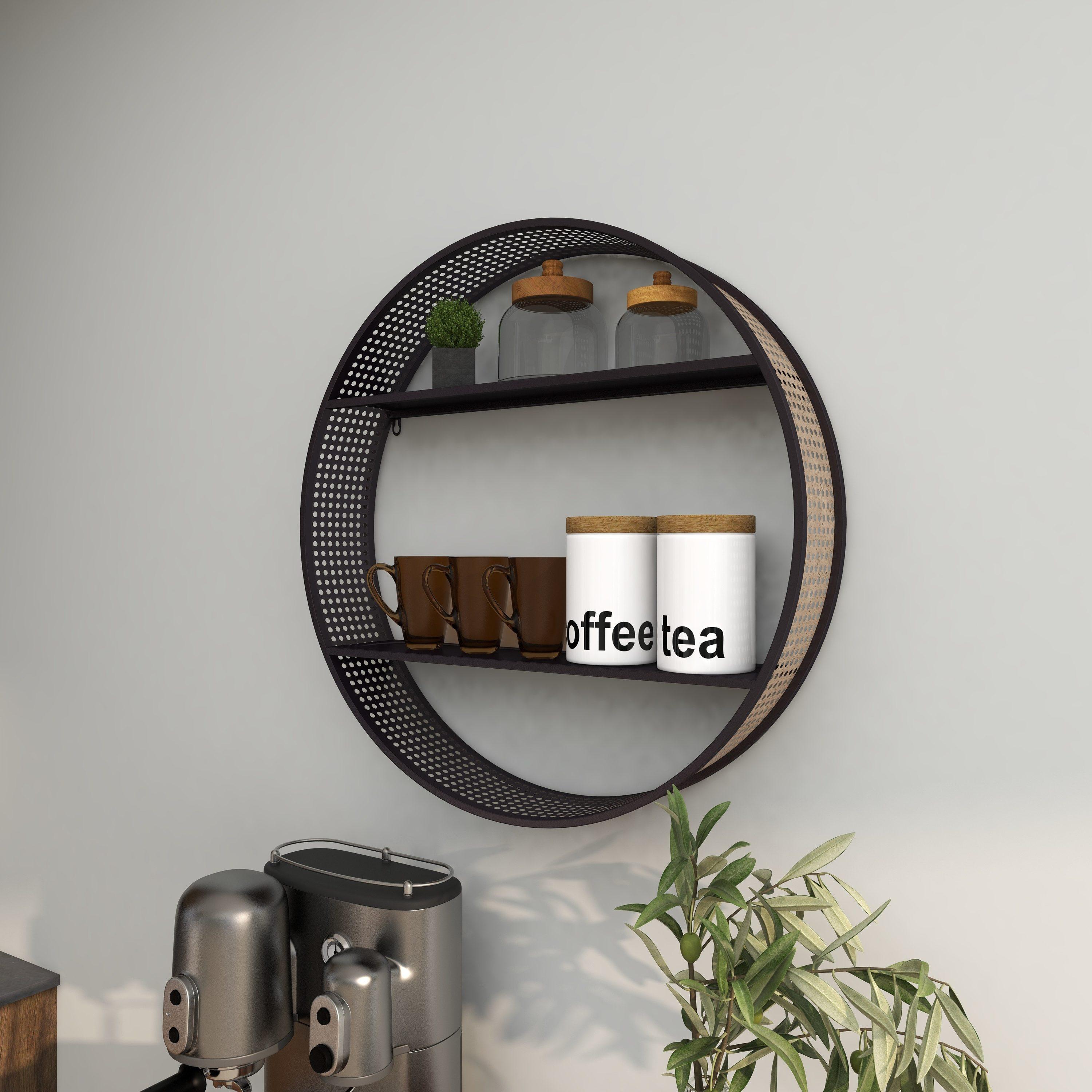 DecMode 26" x 5" 2-Tier Black Wall Shelf