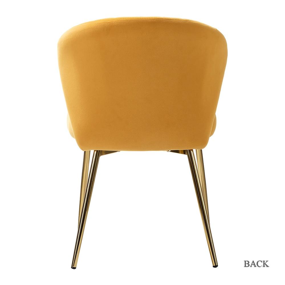 Home Kitchen Velvet Fall Dining Chairs Set of 2 Upholstered Side Chairs Accent Channel Tufted Metal Legs Living Room Bedroom Mustard