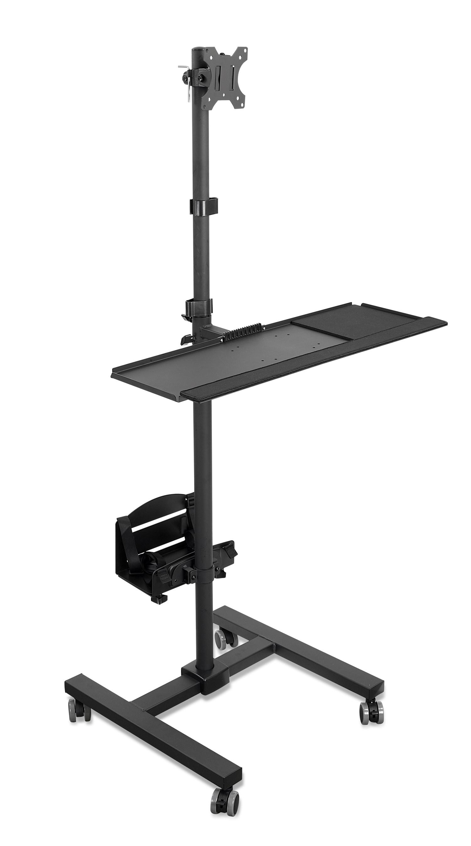 Mount-it Mount-It! Height Adjustable Rolling Computer Cart, Workstation with Tray Monitor Mount & CPU Holder