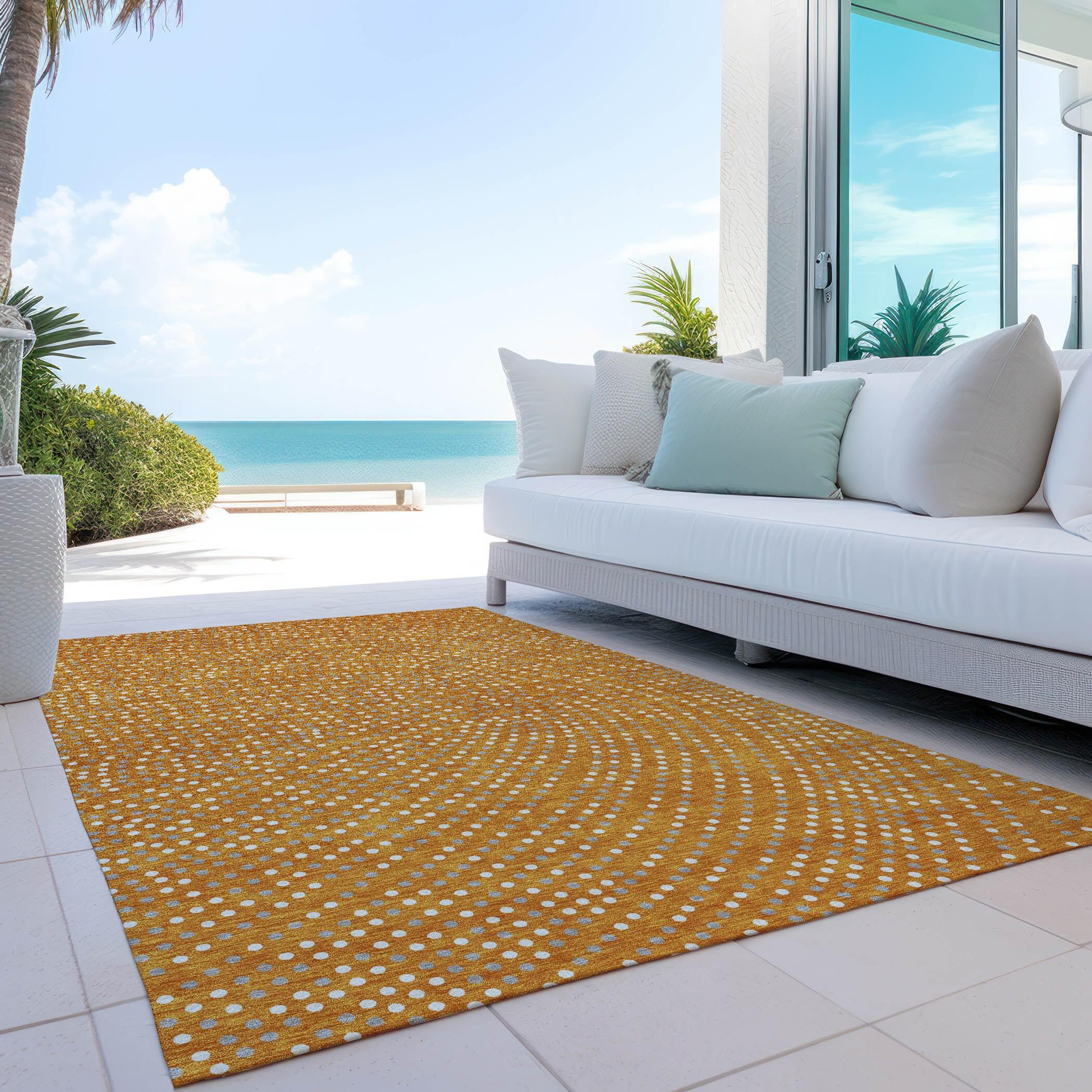 Addison Rugs Chantille ACN1021 Orange 8' x 10' Indoor Outdoor Area Rug, Easy Clean, Machine Washable, Non Shedding, Bedroom, Entry, Living Room, Dining Room, Kitchen, Patio Rug