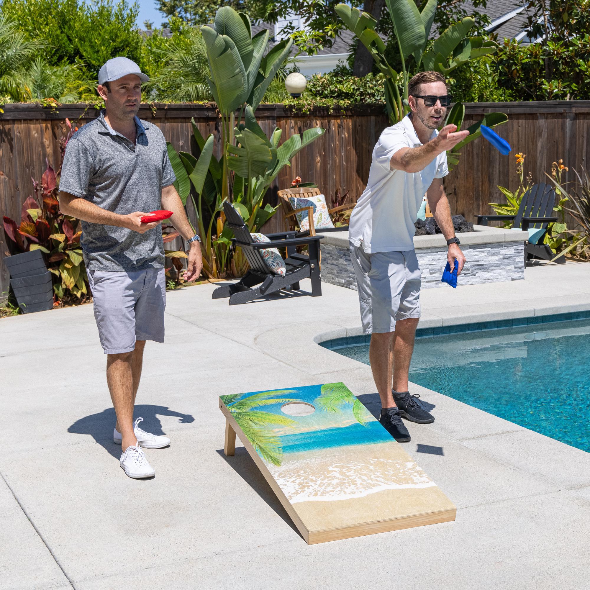 Gosports 4'x2' Reguation Size Premium Wood Cornhole Set - Beach Themed Design