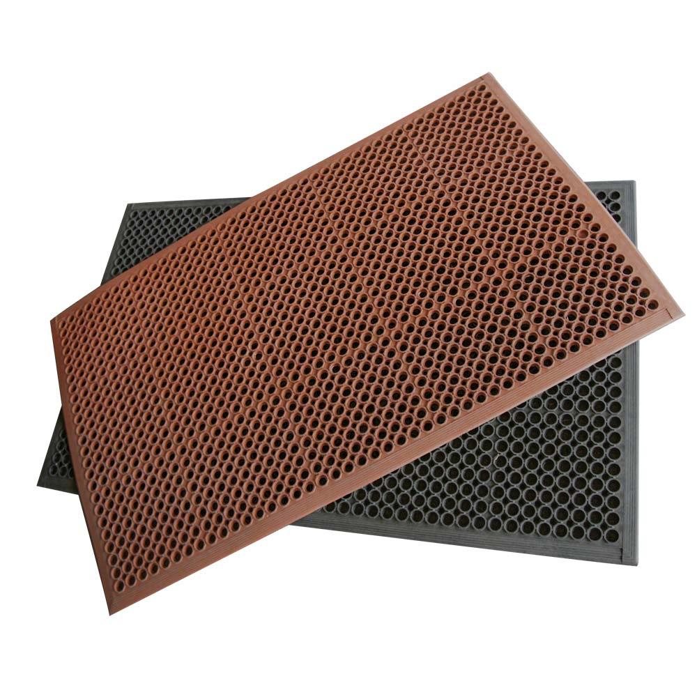 Rubber-Cal "1/2 in. Dura-Chef" Non-Slip Rubber Kitchen Mat - 1/2 in x 3 ft x 5 ft - Red Rubber Mats