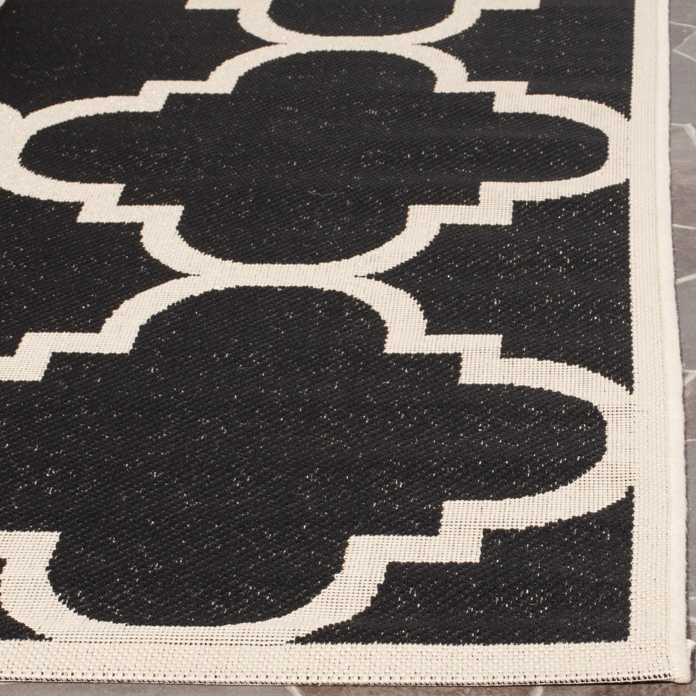 Courtyard CY6243 Power Loomed Indoor and Outdoor Area Rug - Black/Beige - 9'x12' - Safavieh