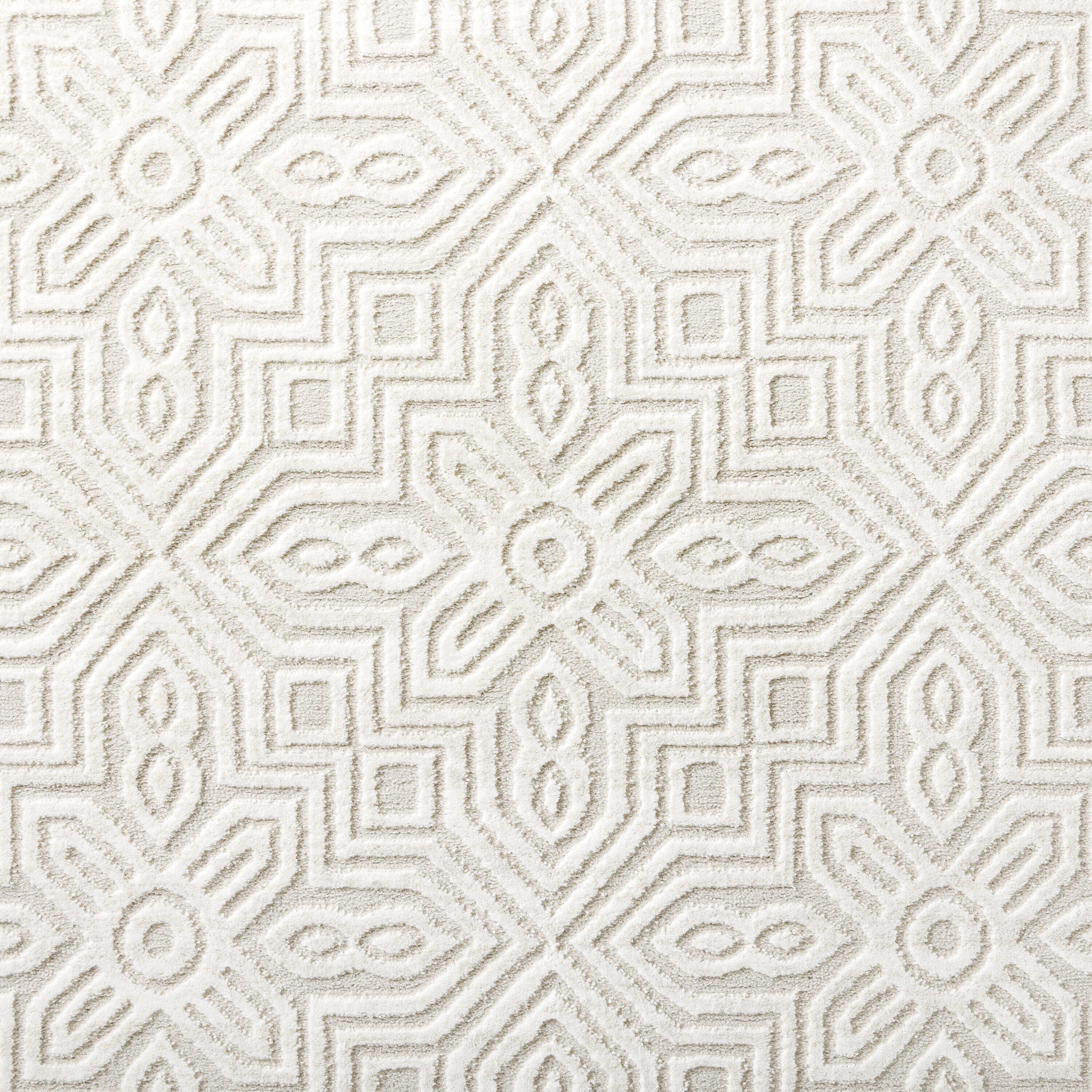 TOWN & COUNTRY LUXE Maya Medallion Indoor Area Rug with High-Low Texture, Ivory/Greige