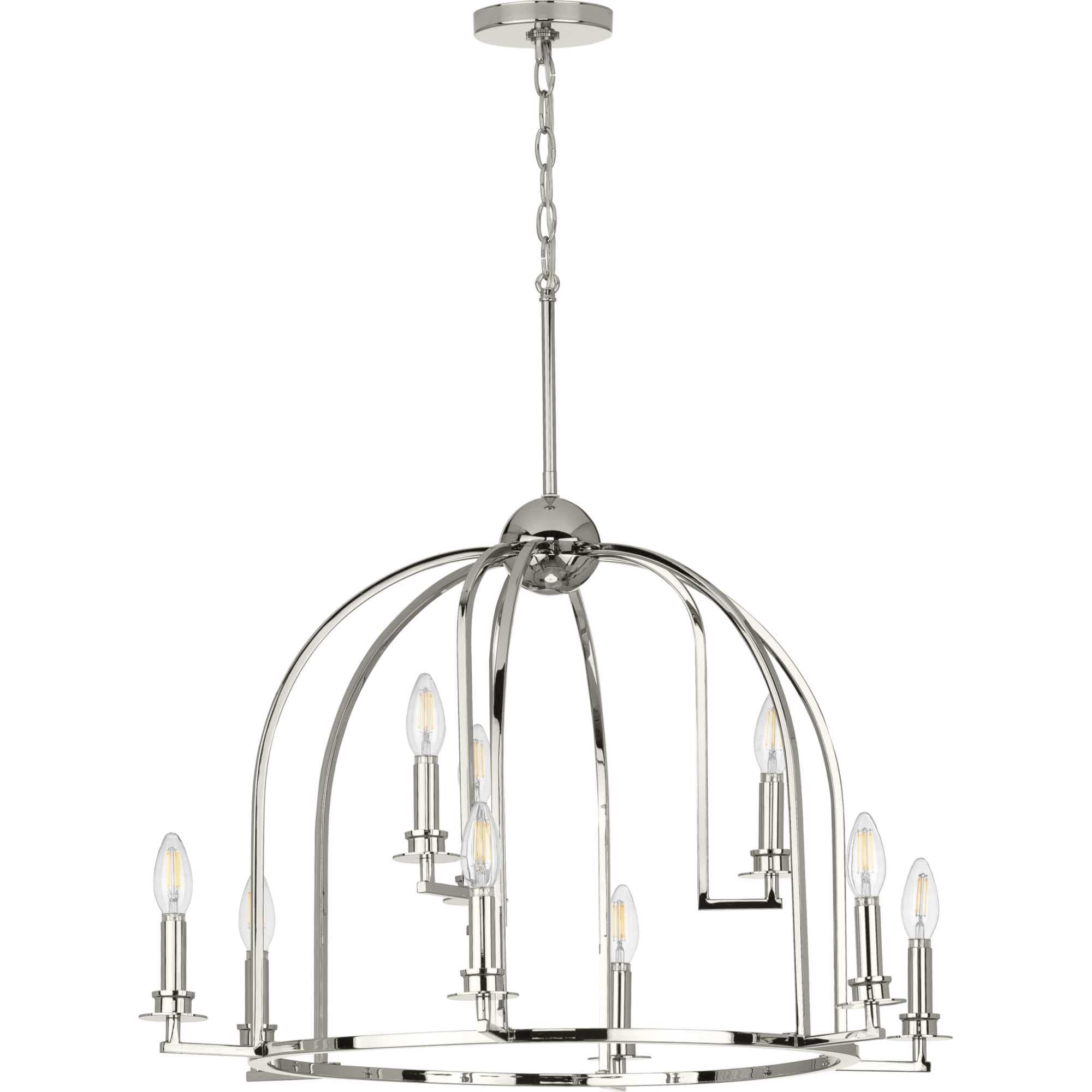 P400187-104-Progress Lighting-Seneca - Chandeliers Light - 9 Light in Farmhouse style - 30 Inches wide by 20.88 Inches high-Polished Nickel Finish