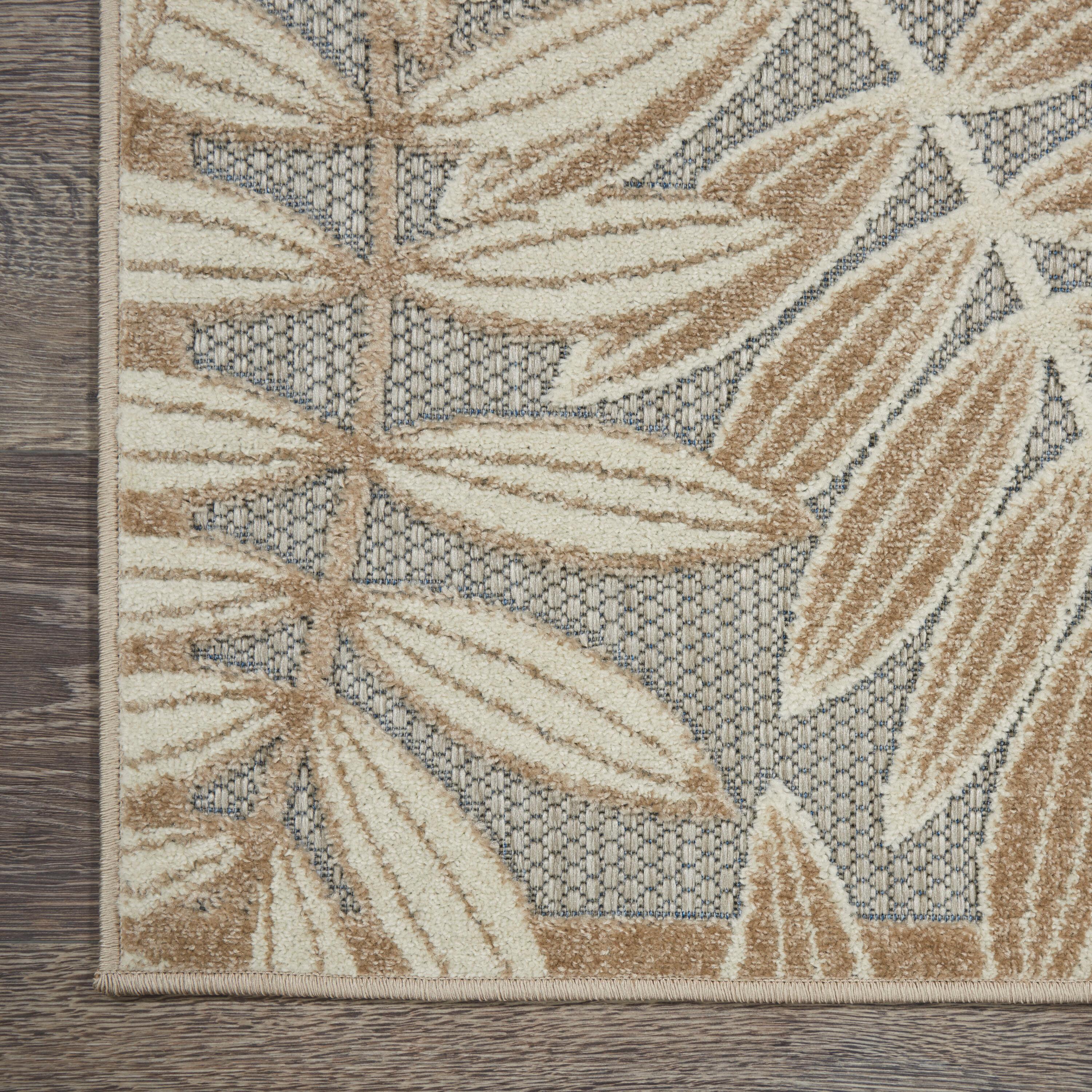 Nourison Aloha Floral Leaf Flatweave High-Low Indoor Outdoor Area Rug Natural 3'6" x 5'6"