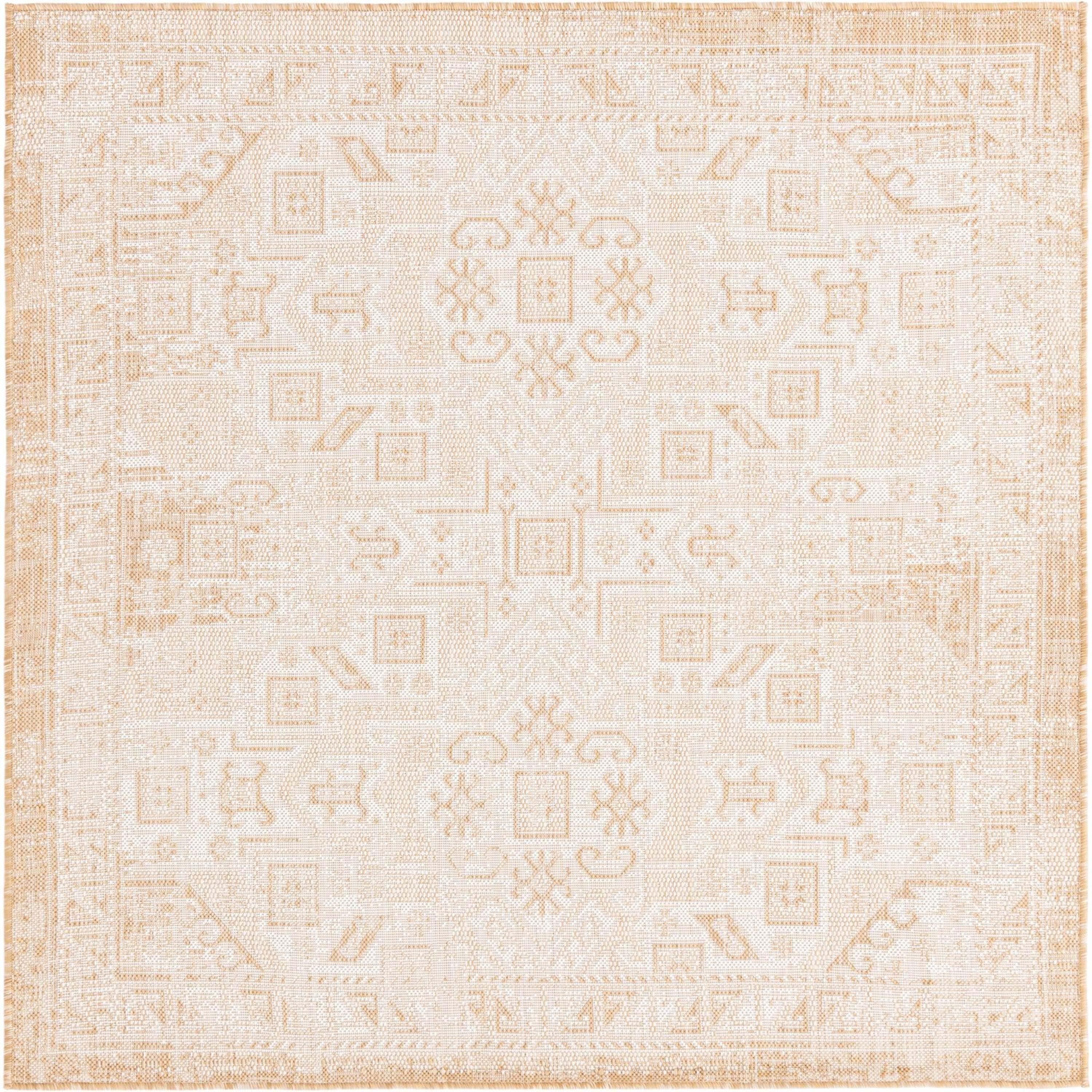 Unique Loom 5' 3 x 5' 3 Square Indoor/Outdoor Aztec Natural Area Rug