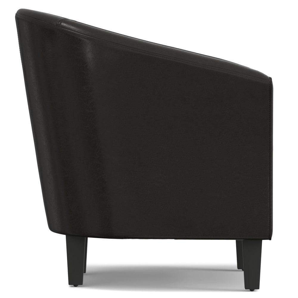 Simpli Home Austin 30"W Upholstered Vegan Faux Leather Contemporary Tub Accent Chair with High Arms and Deep Seat
