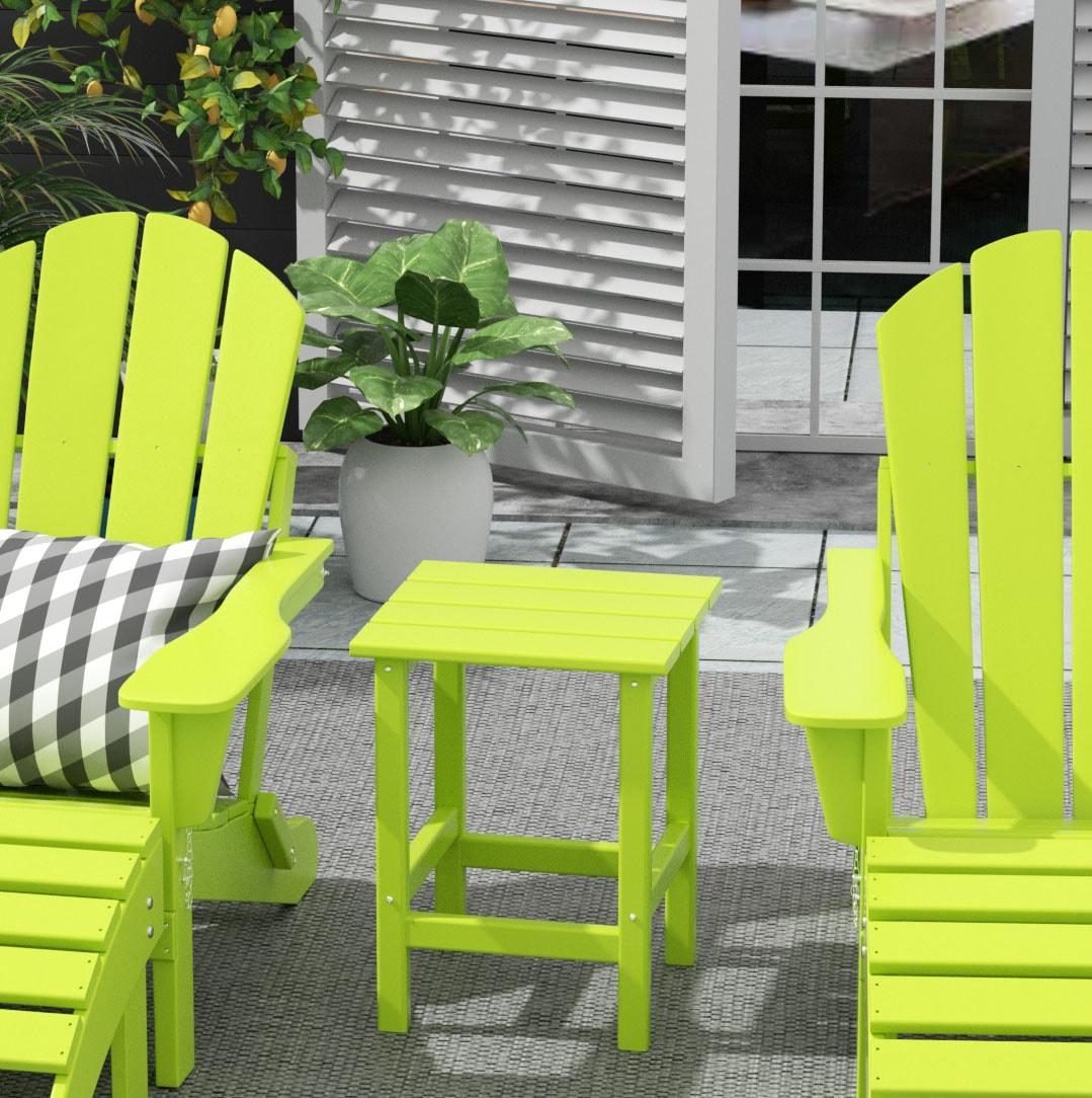 Polytrends  Laguna Hdpe All Weather Outdoor Patio Square Side Table Lime