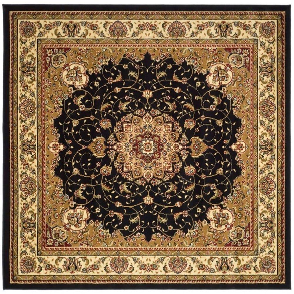 Lyndhurst LNH329 Power Loomed Area Rug - Black/Ivory - 6'x6' - Safavieh