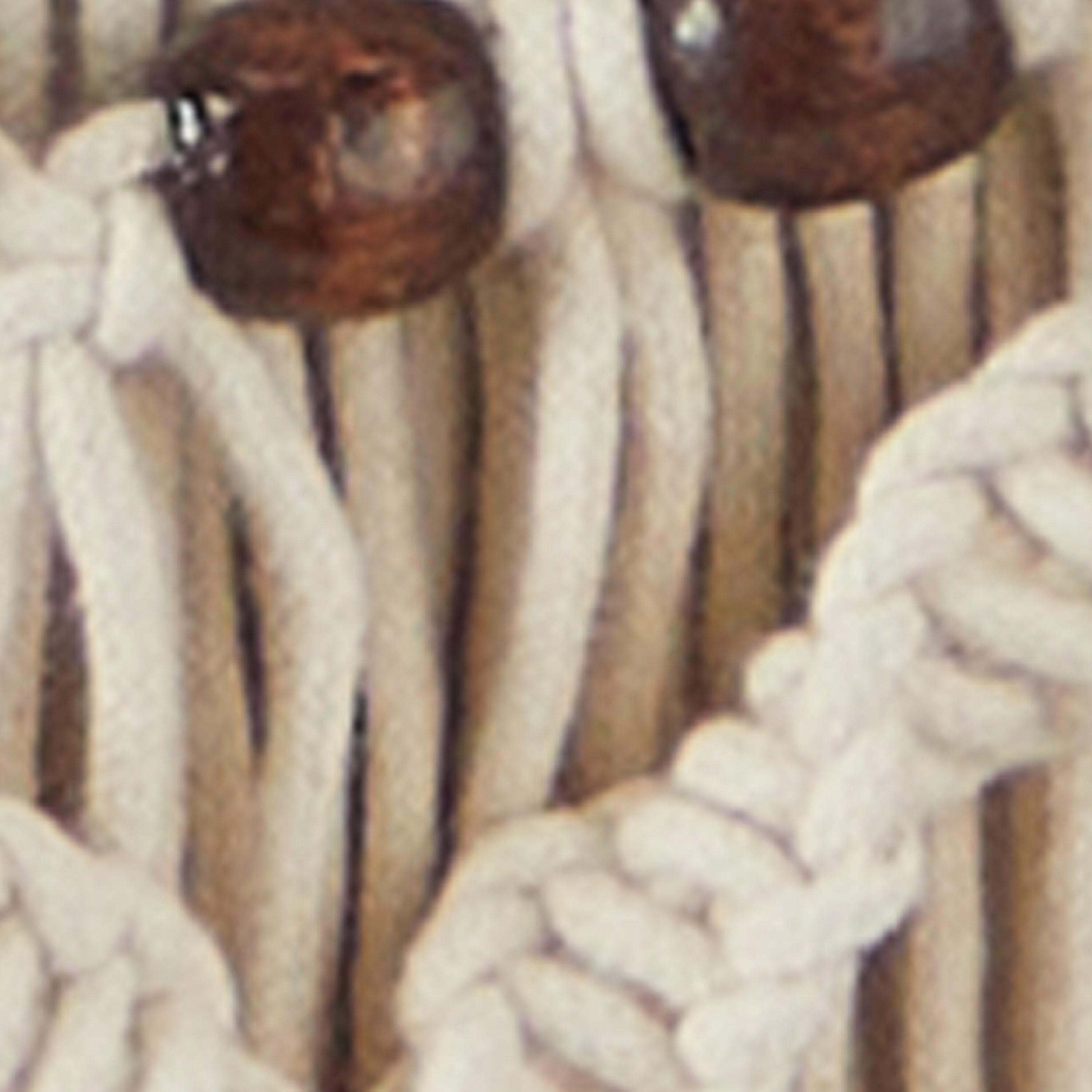 DecMode Cream Cotton Intricately Weaved Macrame Wall Decor with Beaded Fringe Tassels