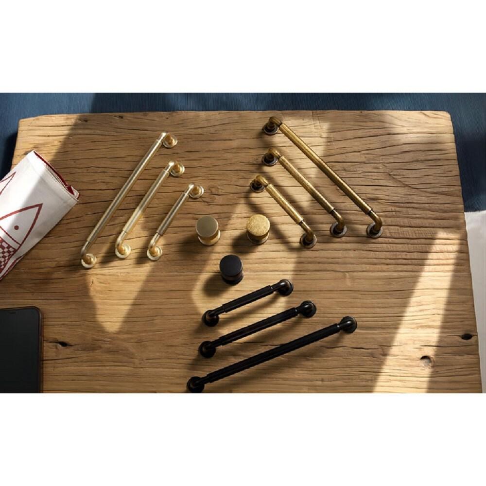 Set of 6 Antique Brass Drum Cabinet Knobs for Drawers, Heavy-Duty Solid Zinc Handles, 1" Diameter for Farmhouse & Modern Kitchen Hardware