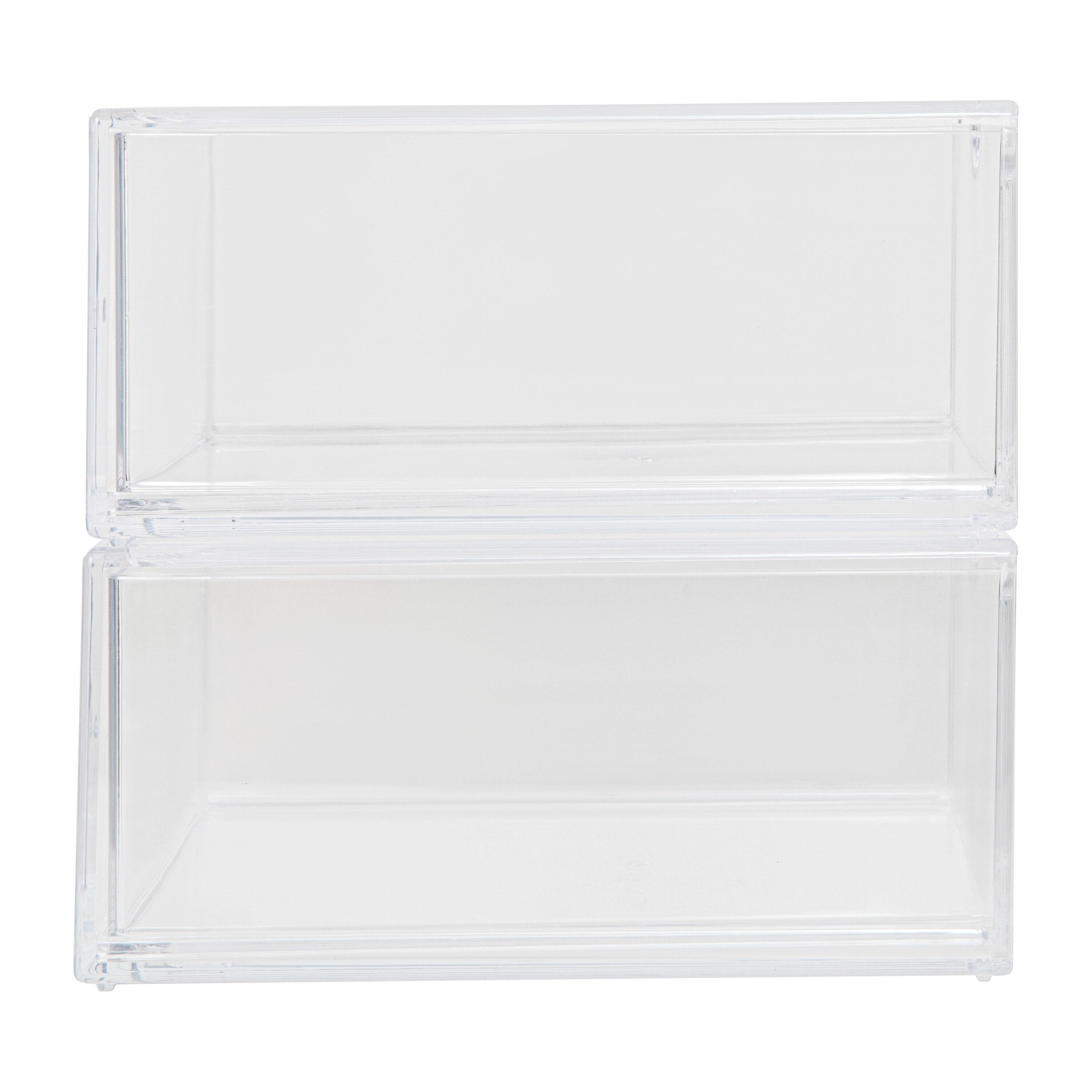 Thomas Martha Stewart Plastic Desktop Storage Box with Half Moon Opening Pullout Drawer (Set of 2)