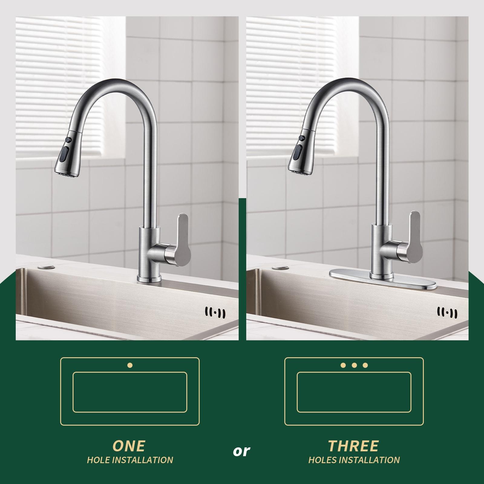 Cobbe 3-Function Single Handle Pull-Down Kitchen Faucet with Deck Plate