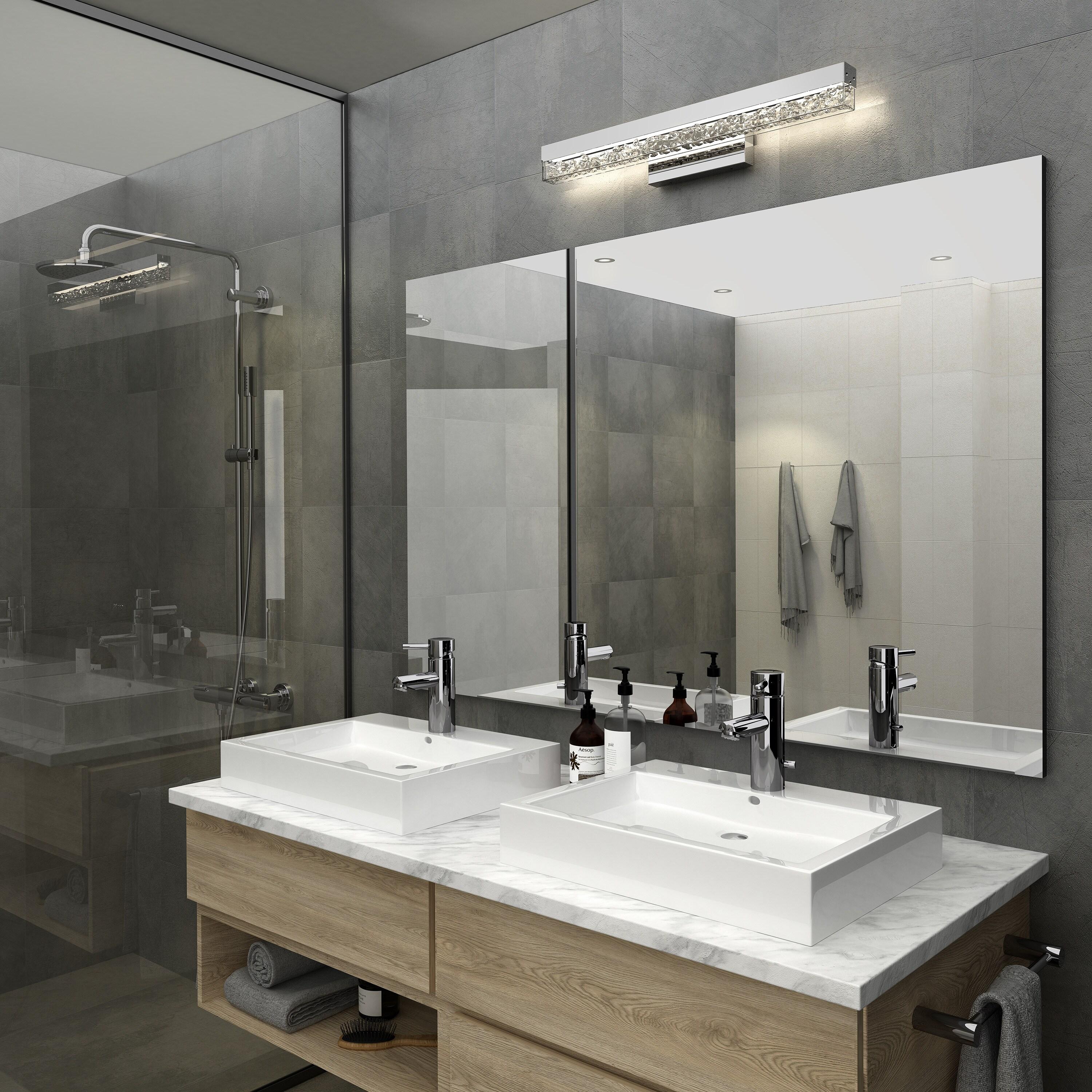 Artika Riviera 27 in. 1-Light Chrome Modern Integrated LED Vanity Light Bar for Bathroom with Crystals