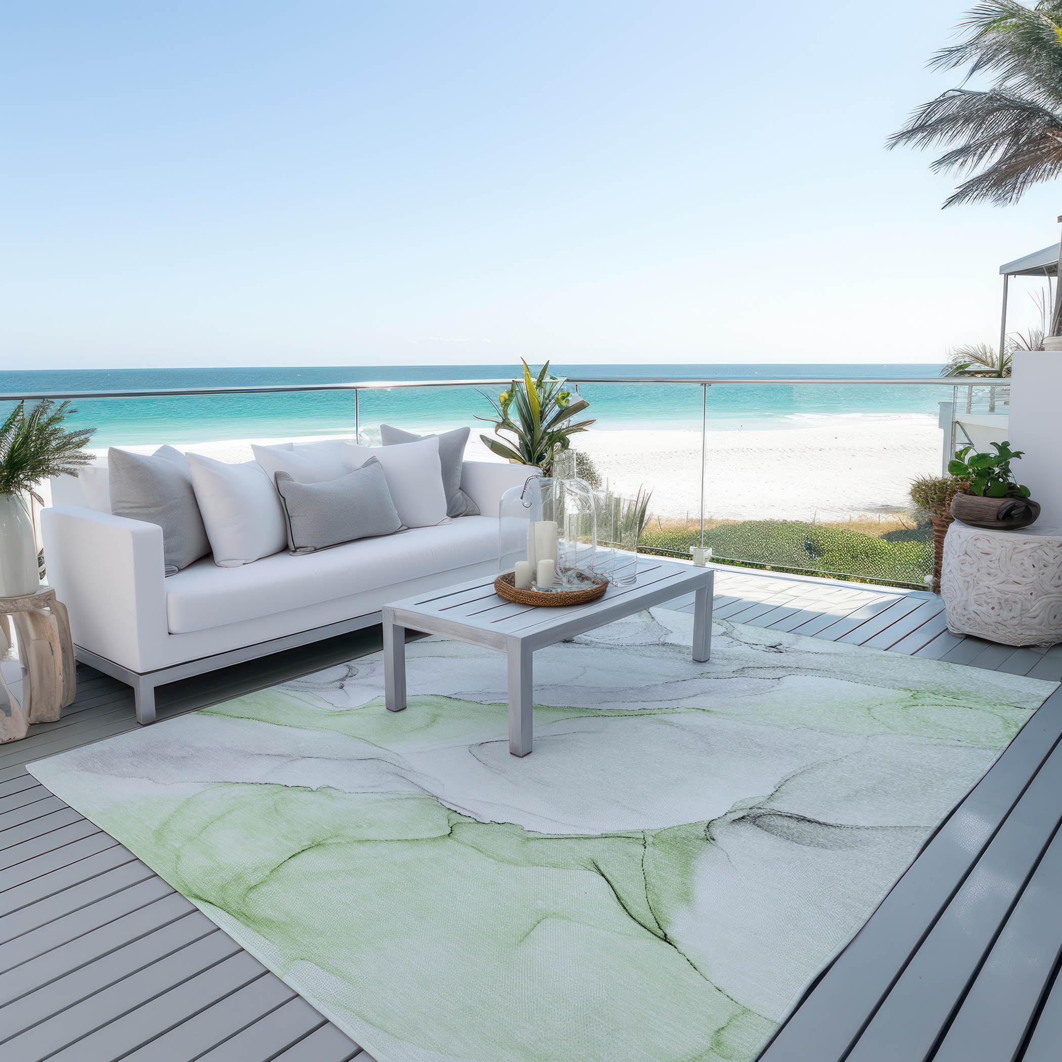 Addison Rugs Chantille ACN515GE 8 x 10 (ft) Polyester Green Rectangular Indoor/Outdoor Geometric Machine washable Area rug