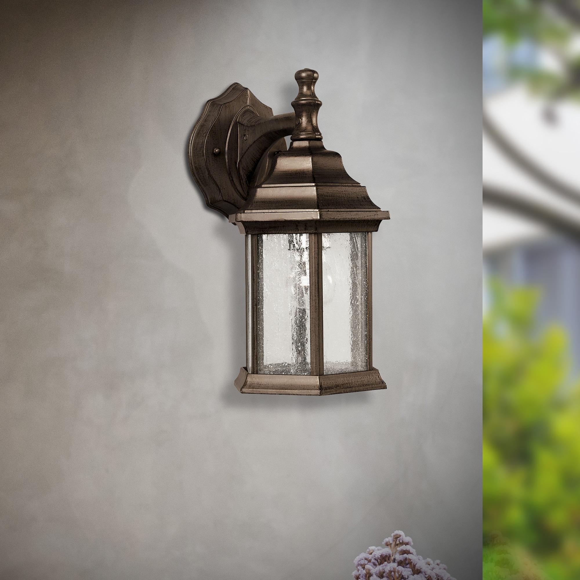 Penn 12" Bronze Satin Lantern with Clear Seeded Glass
