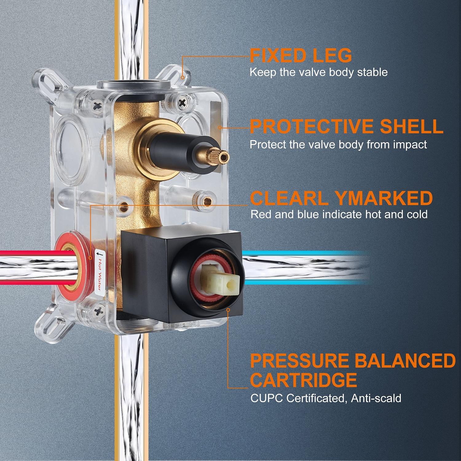 Cobbe Shower System, Matte Black Shower Faucets Sets Complete,Shower System,10 inches Rainfall Shower Head with Handheld, Shower Faucet Set for Bathroom Rough-in Valve Body and Trim Included