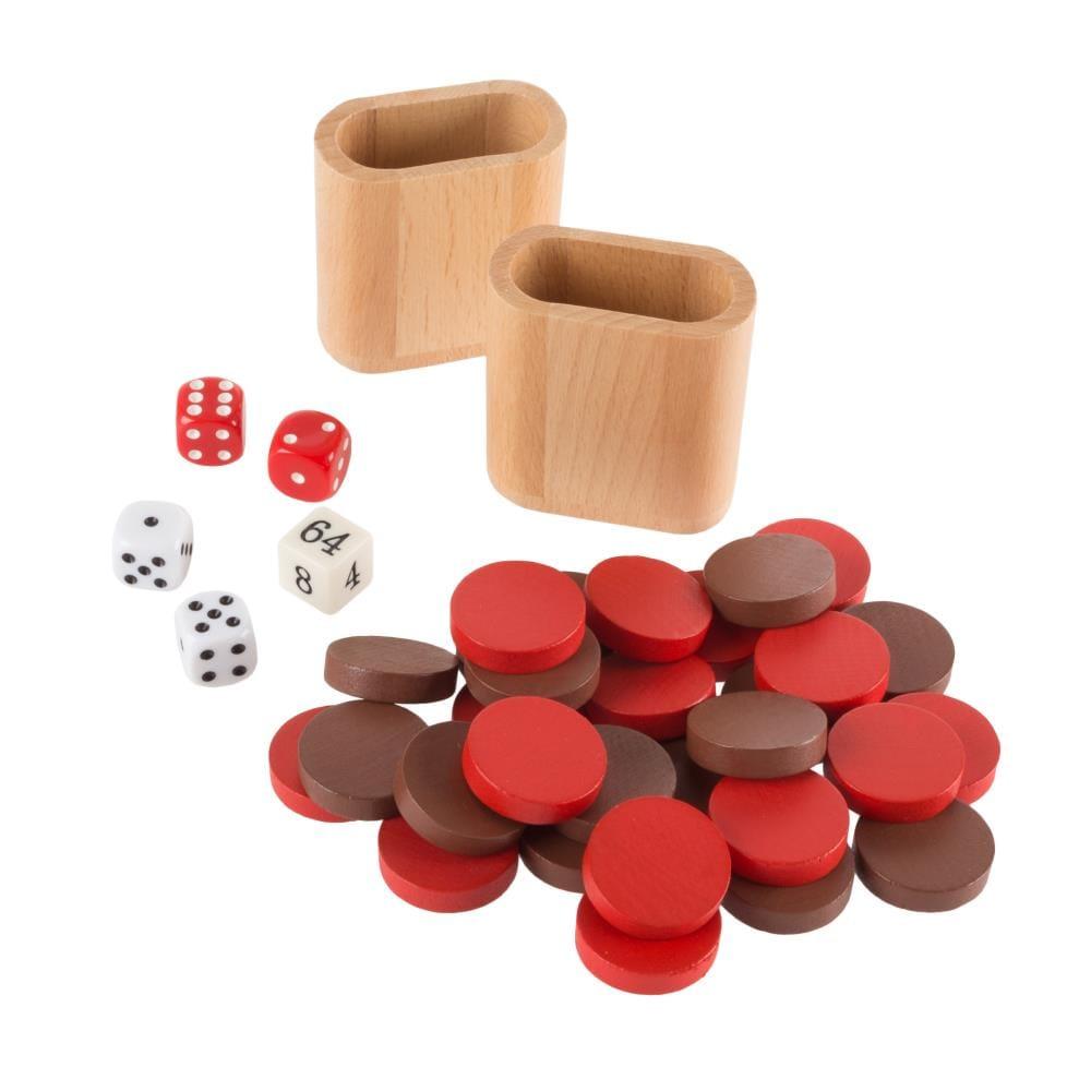 Toy Time Portable Wooden Backgammon Board Game Set With Accessories