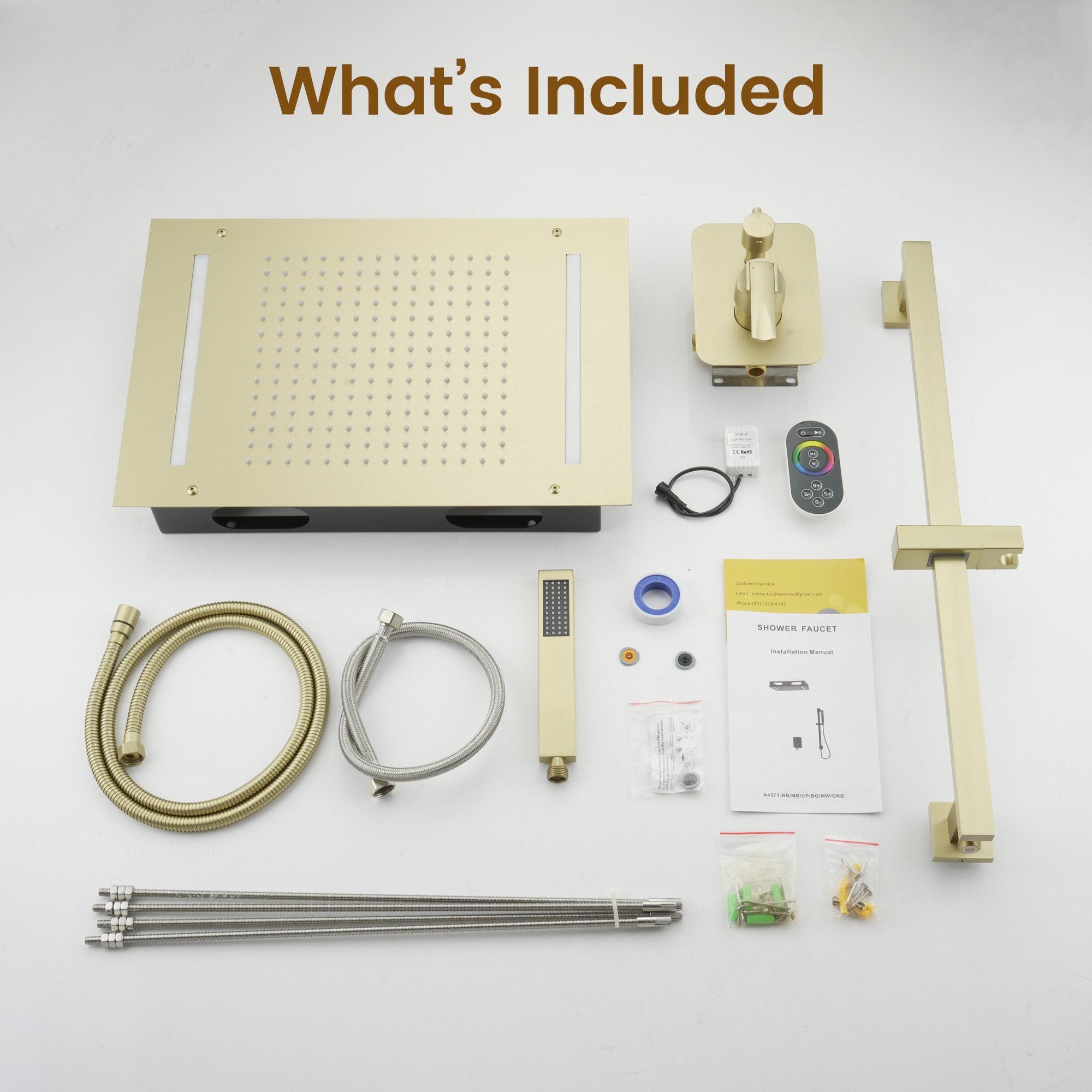 Brushed Gold Adjustable Ceiling Mounted Shower System with Handheld