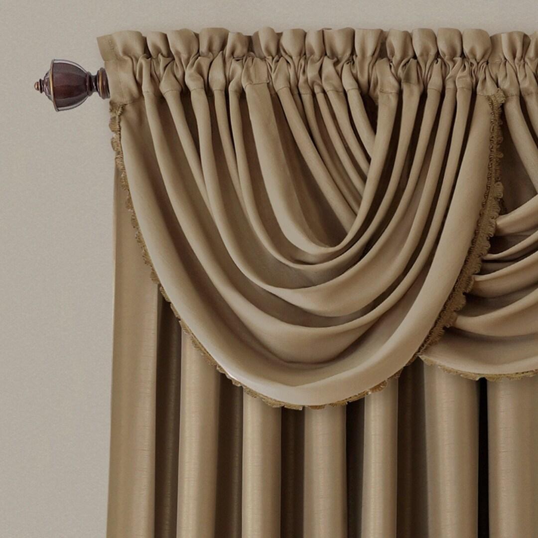 All Seasons Single Waterfall Window Valance - 52" x 36" - Antique Gold - Elrene Home Fashions