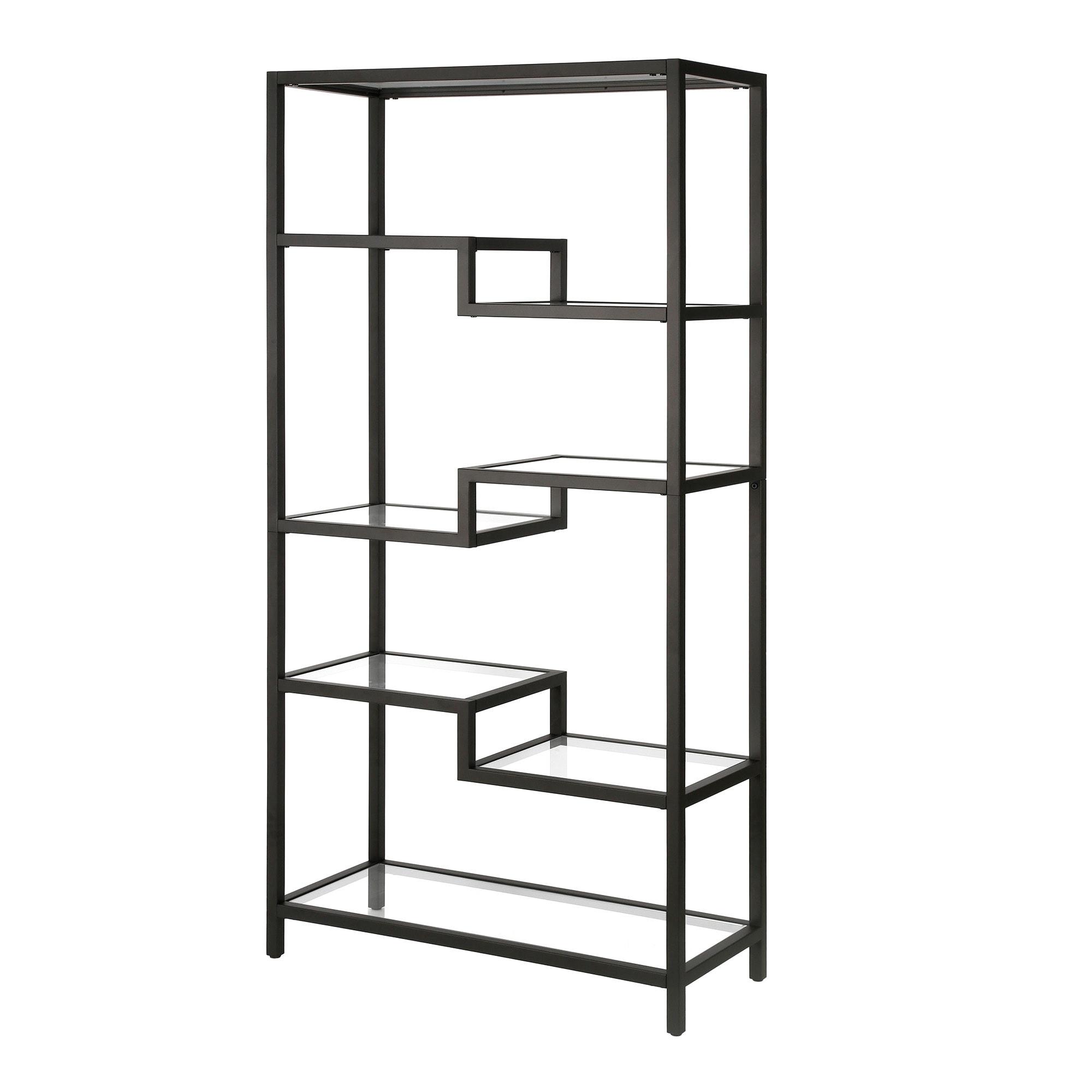 Evelyn&Zoe Johann 68" Tall Rectangular Bookcase, Blackened Bronze