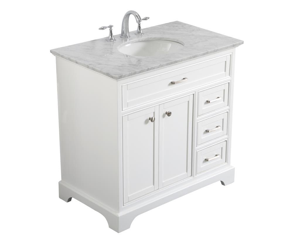 Elegant Decor Americana 36" Wood Single Bathroom Vanity in White