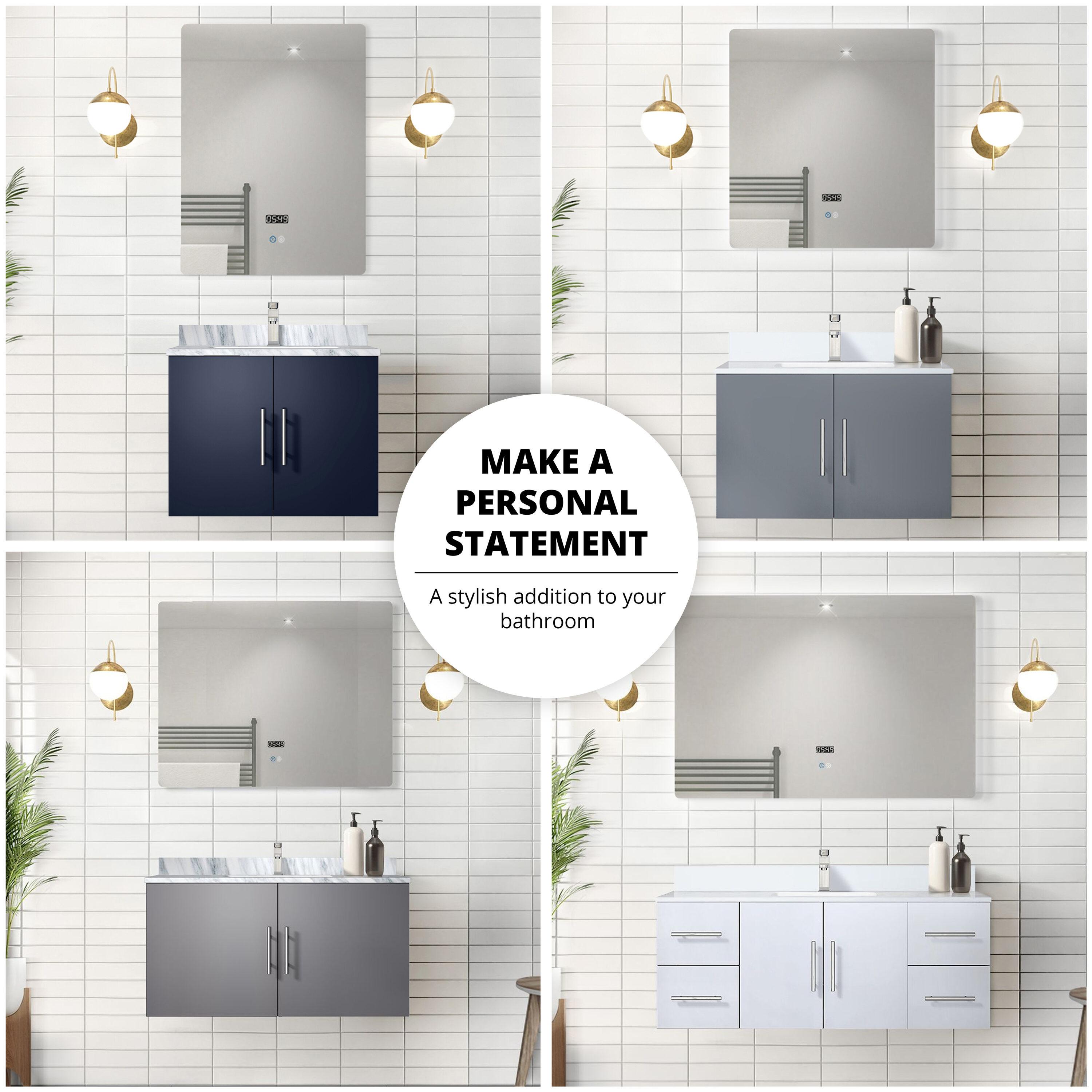 Geneva 36 in. W Dark Grey Bath Vanity and Cultured Marble Top